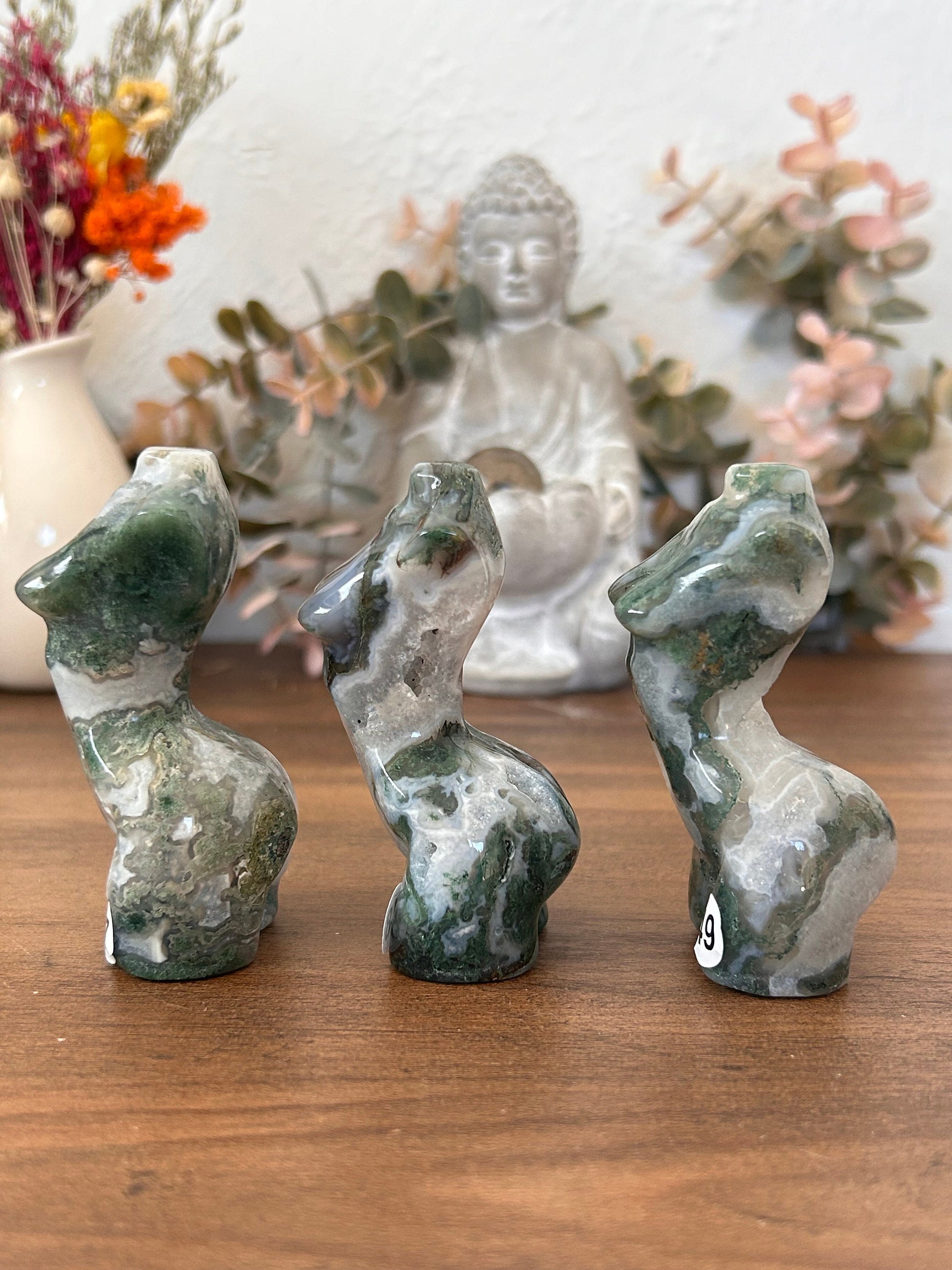 High Quality Moss Agate Goddess Carving | Druzy Moss Agate | Colorful Moss Agate Lady Body Carving | Crystal Gifts | Natural Healing Crystal