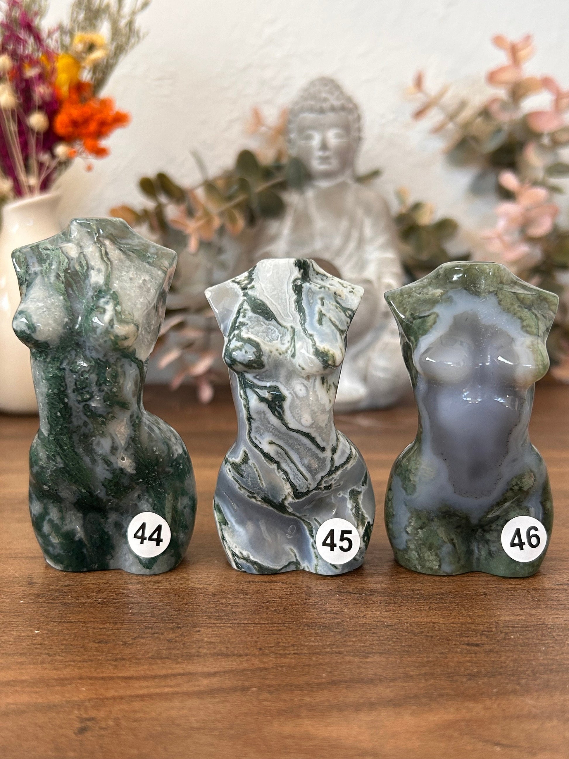 High Quality Moss Agate Goddess Carving | Druzy Moss Agate | Colorful Moss Agate Lady Body Carving | Crystal Gifts | Natural Healing Crystal