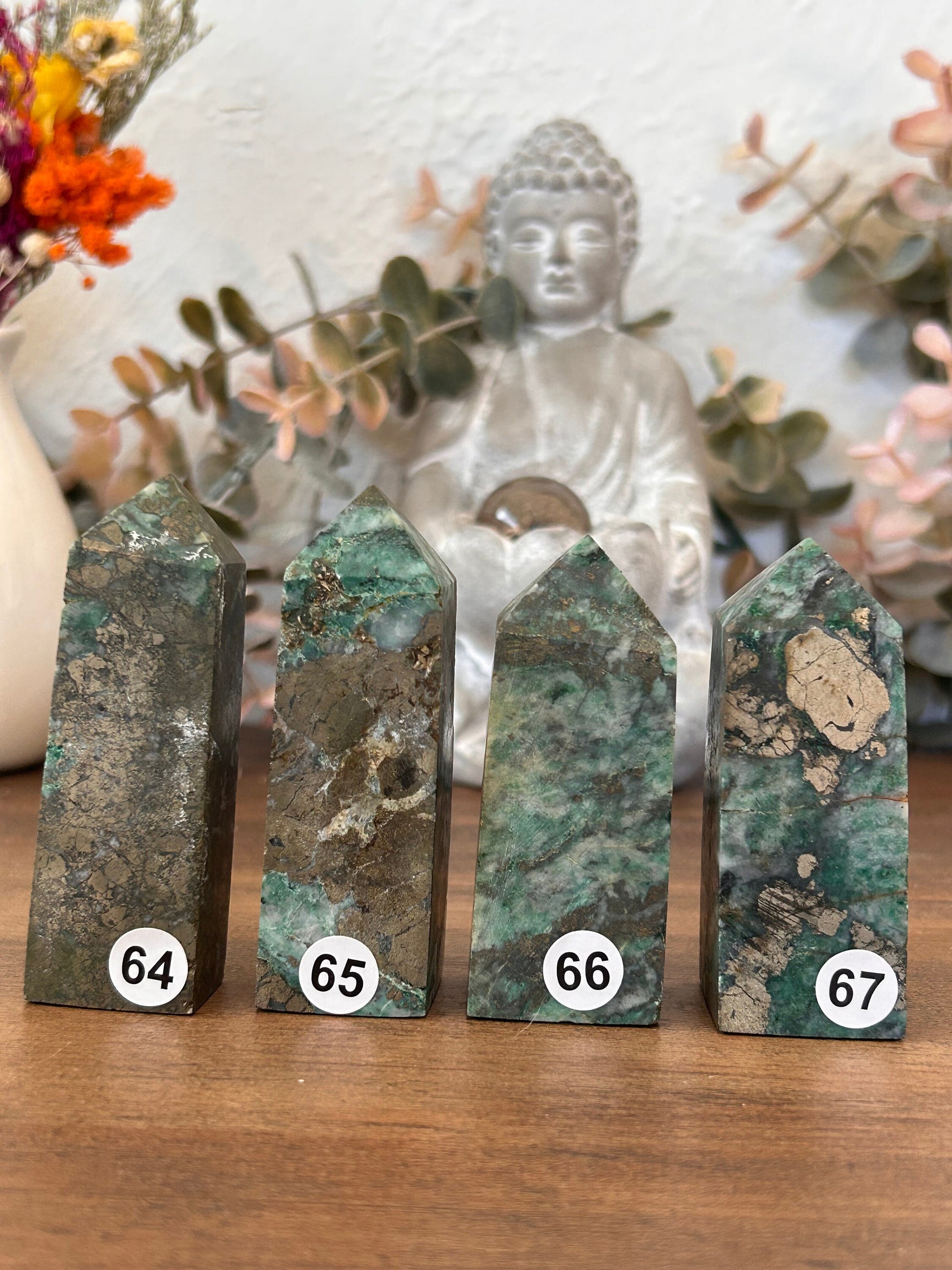 Dioptase Tower | Natural Pyrite in Agate Tower | Colorful Pyrite Point | Agitated Pyrite | Pyrite in Agate Crystal Tower Point Generator-Crystal Towers-