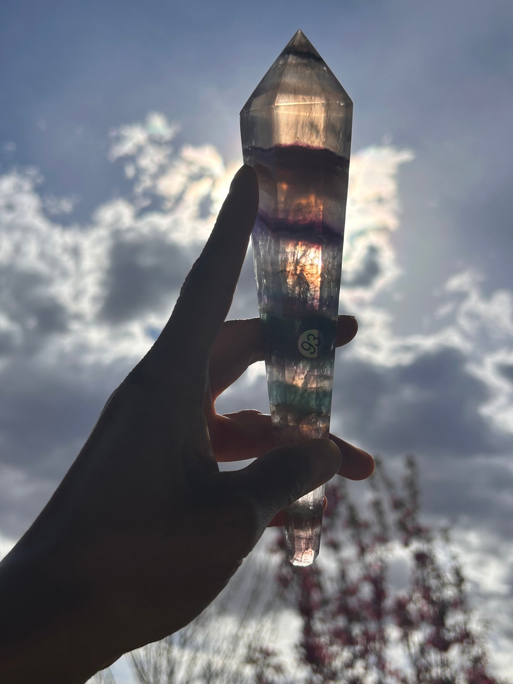 Beautiful High Quality Rainbow Fluorite Wand w\ Custom Silver Stand | Fluorite Wands | Fluorite Spector | Rainbow Fluorite | Crystal Gifts-Wands, Cupcakes, DTs-rainbow fluorite