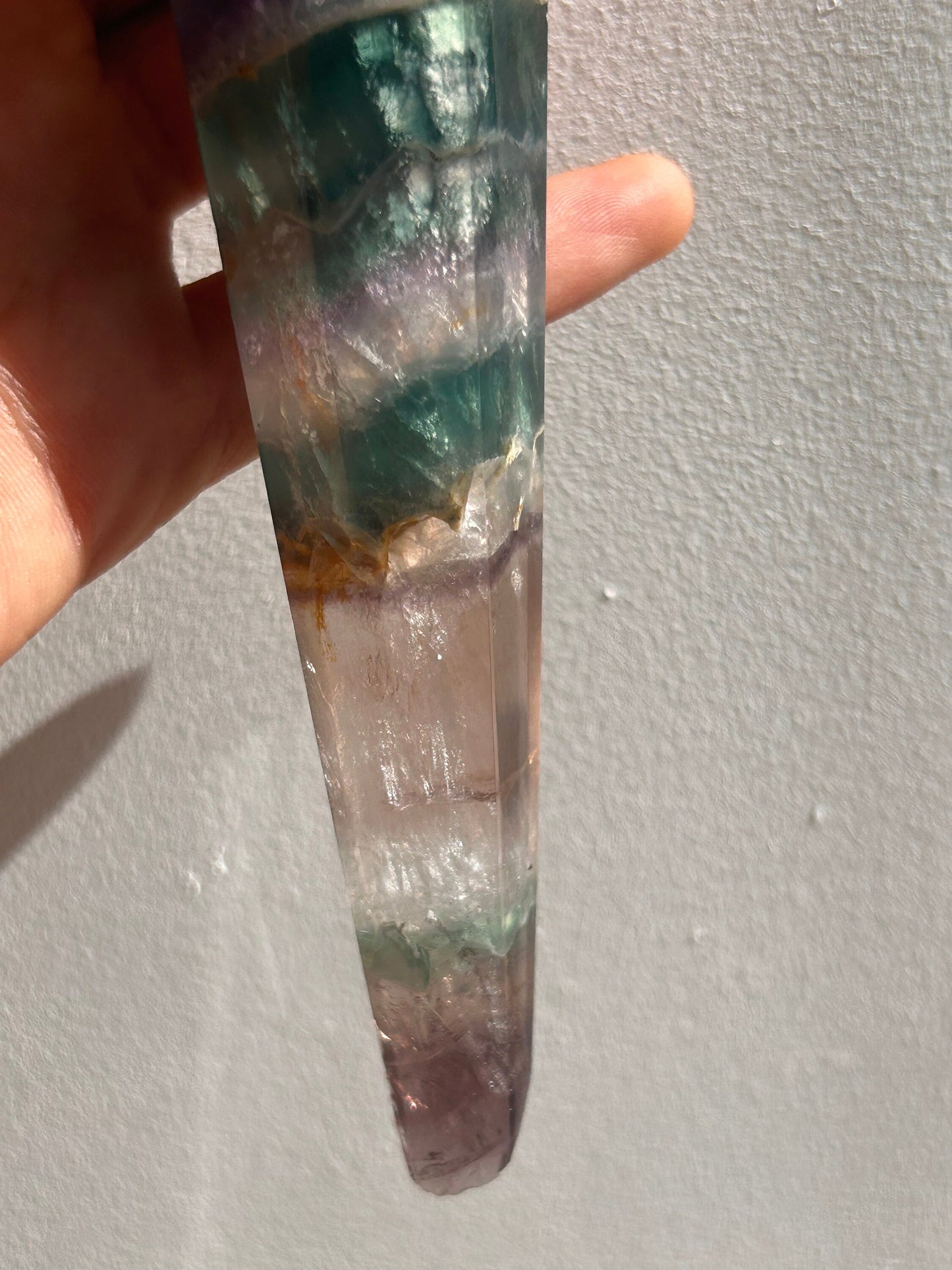 Beautiful High Quality Rainbow Fluorite Wand w\ Custom Silver Stand | Fluorite Wands | Fluorite Spector | Rainbow Fluorite | Crystal Gifts-Wands, Cupcakes, DTs-rainbow fluorite