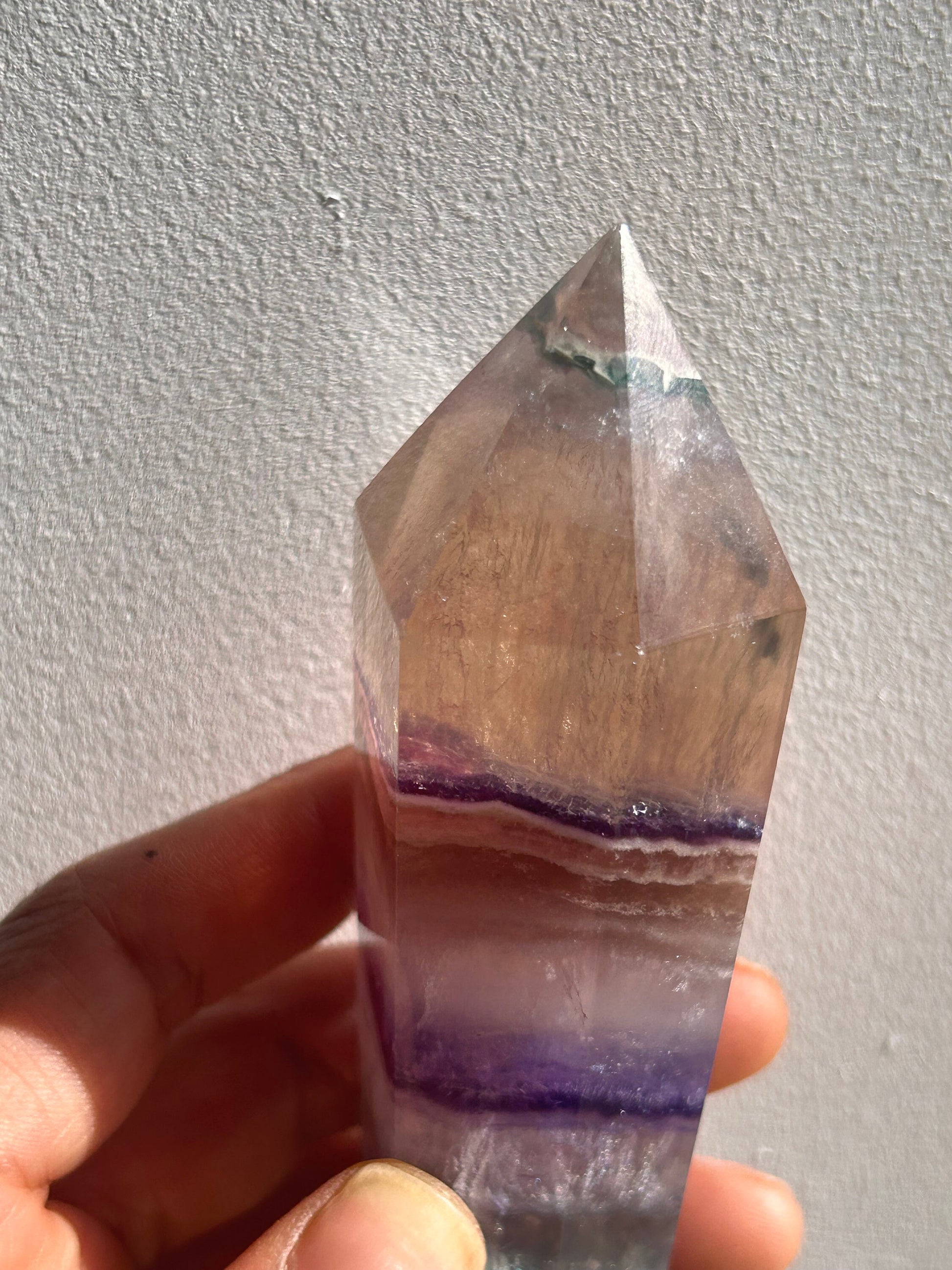 Beautiful High Quality Rainbow Fluorite Wand w\ Custom Silver Stand | Fluorite Wands | Fluorite Spector | Rainbow Fluorite | Crystal Gifts-Wands, Cupcakes, DTs-rainbow fluorite