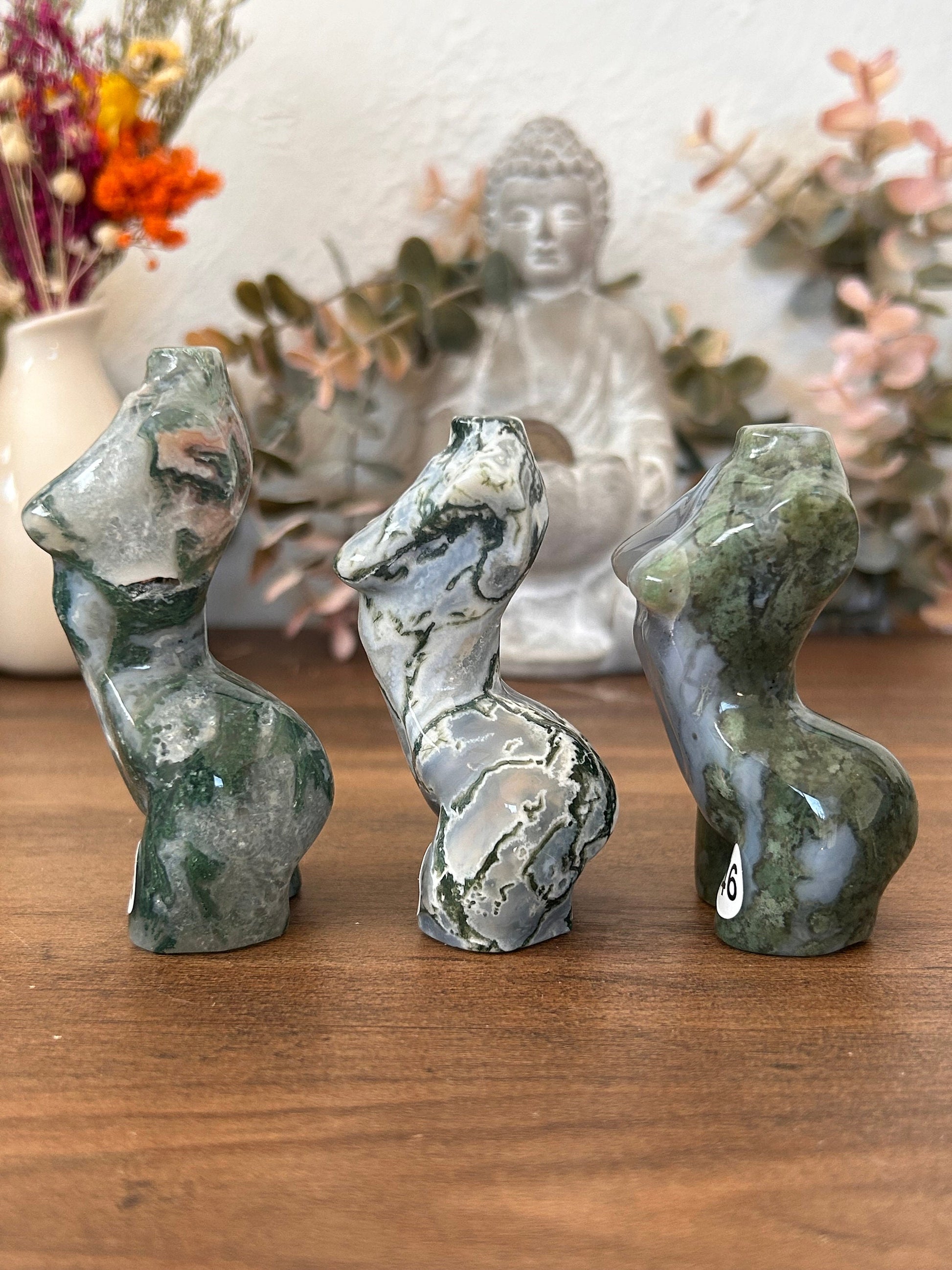 High Quality Moss Agate Goddess Carving | Druzy Moss Agate | Colorful Moss Agate Lady Body Carving | Crystal Gifts | Natural Healing Crystal