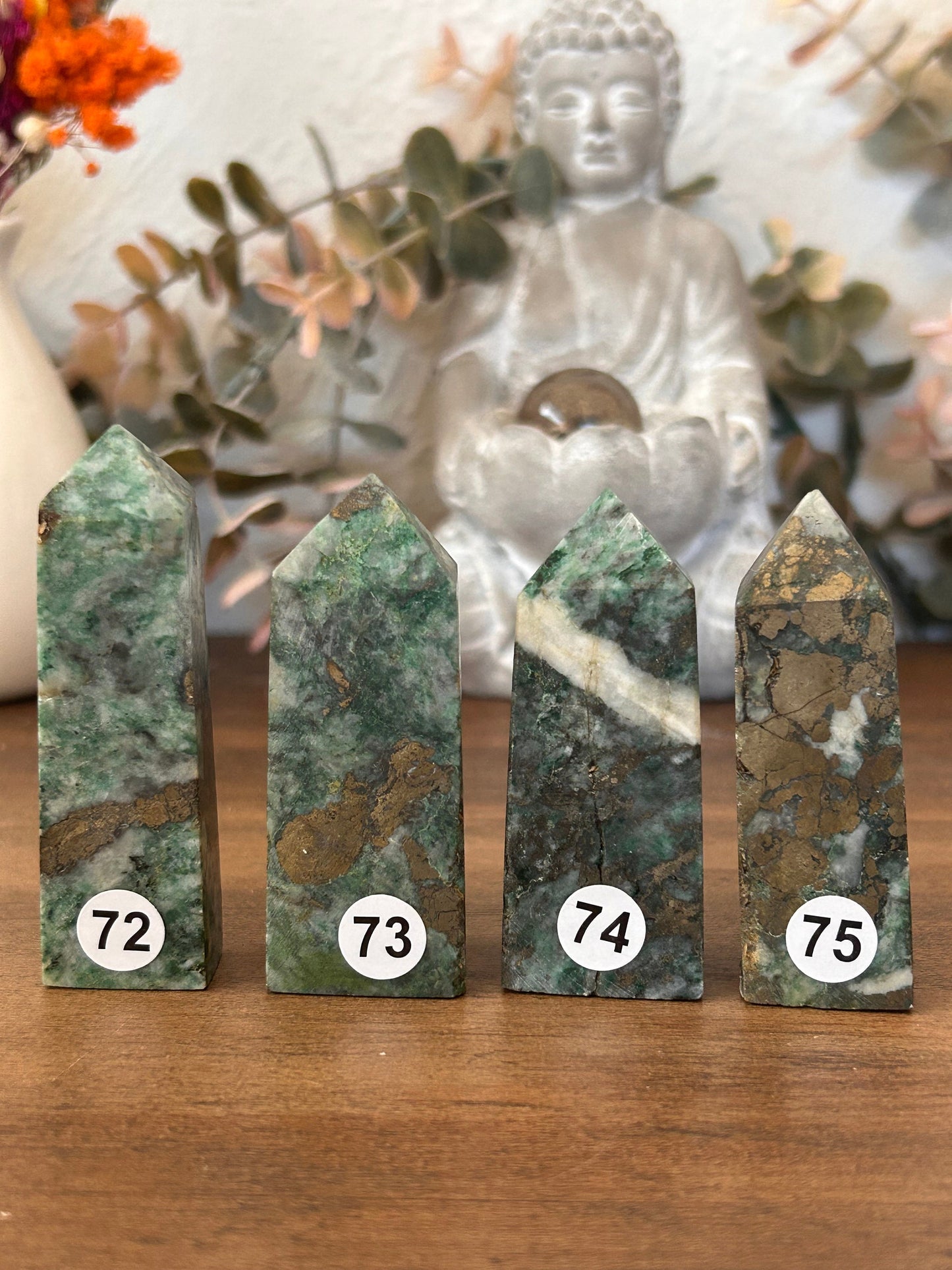 Dioptase Tower | Natural Pyrite in Agate Tower | Colorful Pyrite Point | Agitated Pyrite | Pyrite in Agate Crystal Tower Point Generator-Crystal Towers-Dioptase