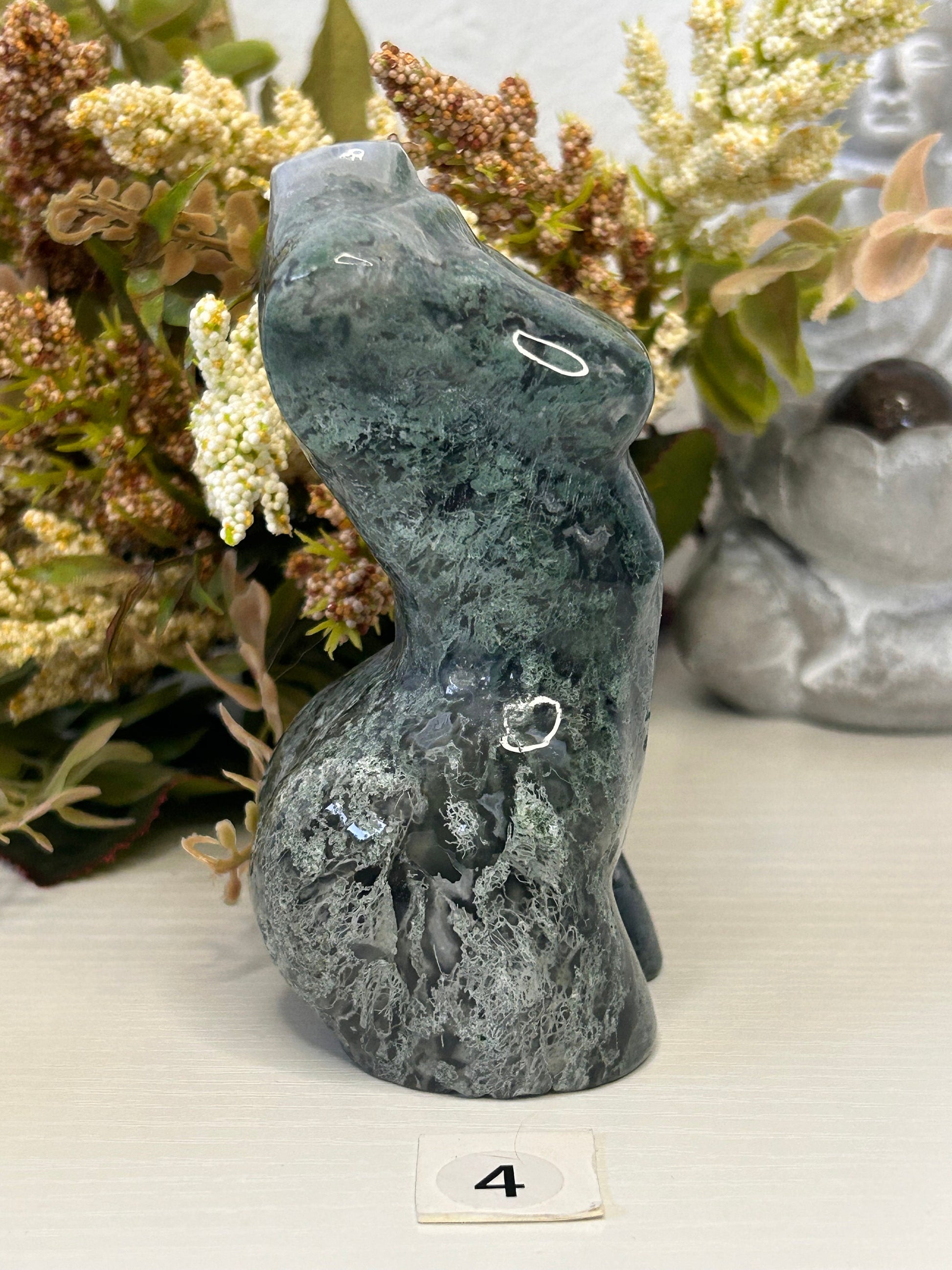 High Quality Moss Agate Goddess Carving | Druzy Moss Agate | Colorful Moss Agate Lady Body Carving | Crystal Gifts | Natural Healing Crystal-Crystal Goddess Bodies-Moss agate