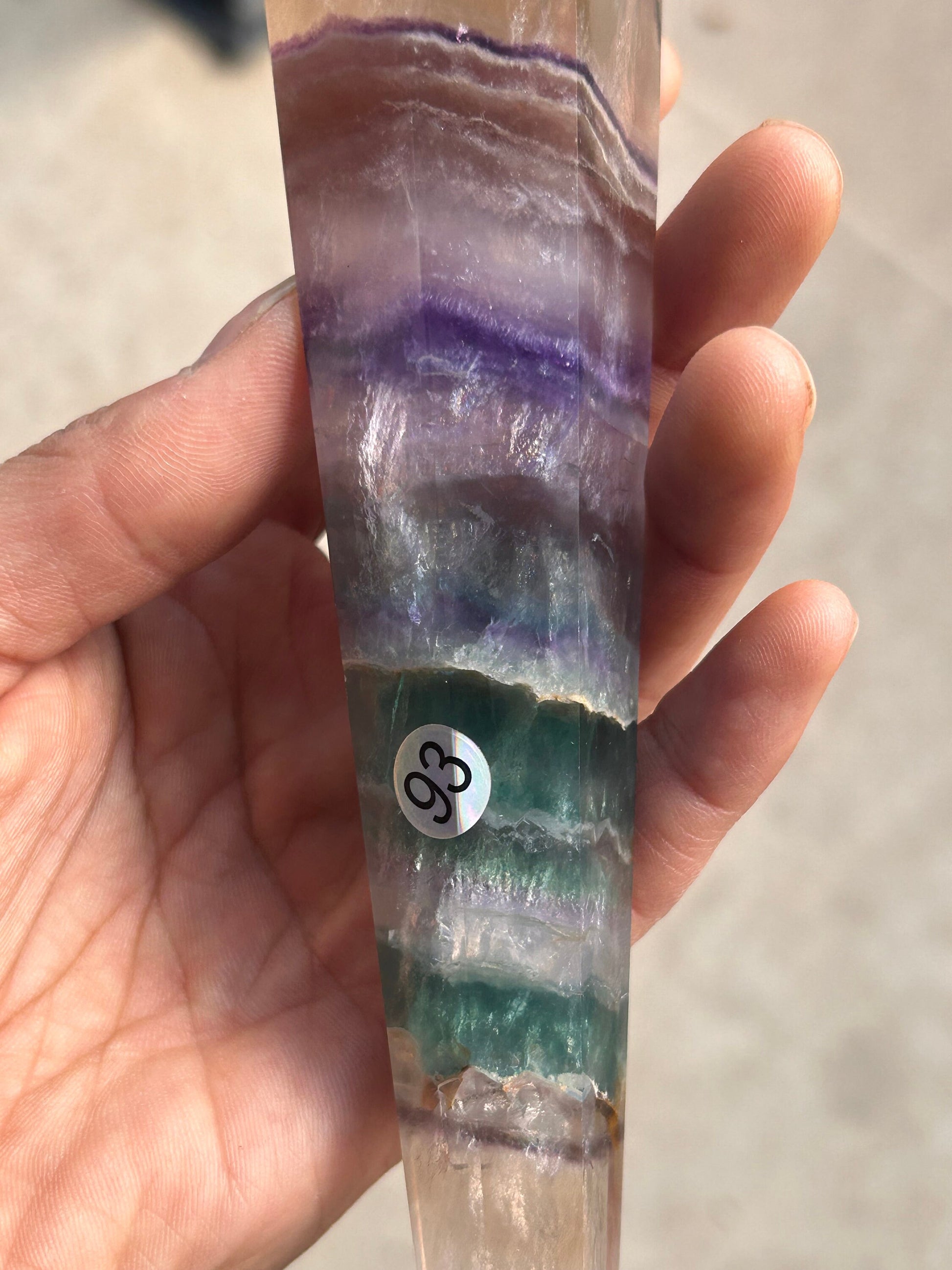 Beautiful High Quality Rainbow Fluorite Wand w\ Custom Silver Stand | Fluorite Wands | Fluorite Spector | Rainbow Fluorite | Crystal Gifts-Wands, Cupcakes, DTs-rainbow fluorite