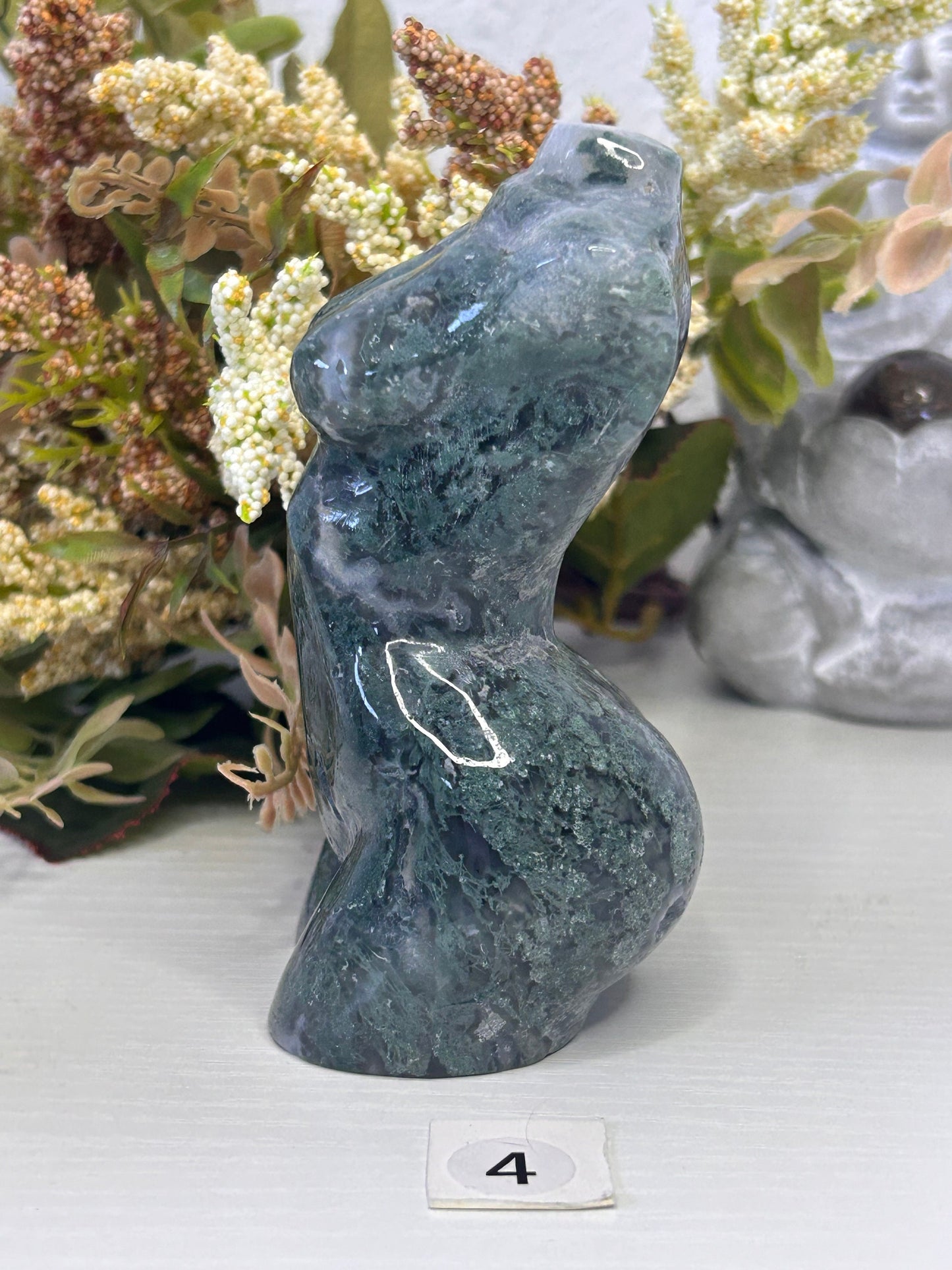 High Quality Moss Agate Goddess Carving | Druzy Moss Agate | Colorful Moss Agate Lady Body Carving | Crystal Gifts | Natural Healing Crystal-Crystal Goddess Bodies-Moss agate