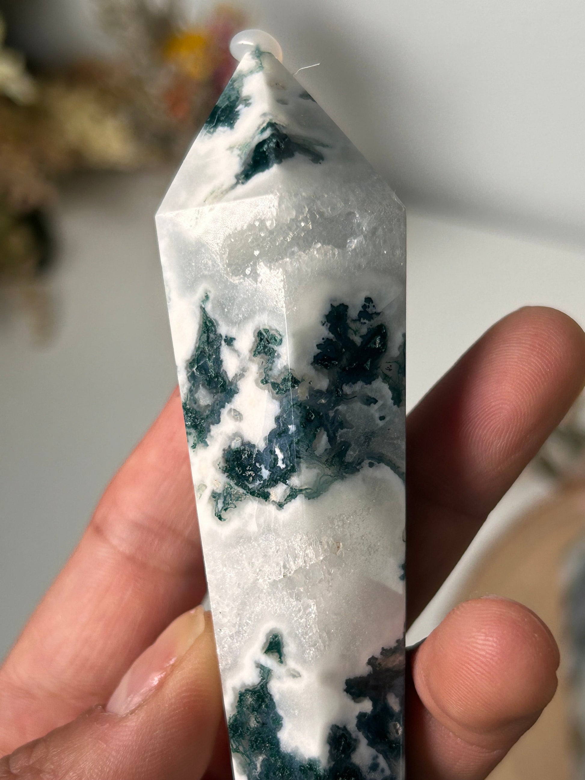 Beautiful High Quality Druzy Moss Agate Quartz Wand | Crystal Spector | Colorful Moss Agate | Crystal Gifts | Natural Healing Crystals-Wands, Cupcakes, DTs-Moss Agate, Quartz