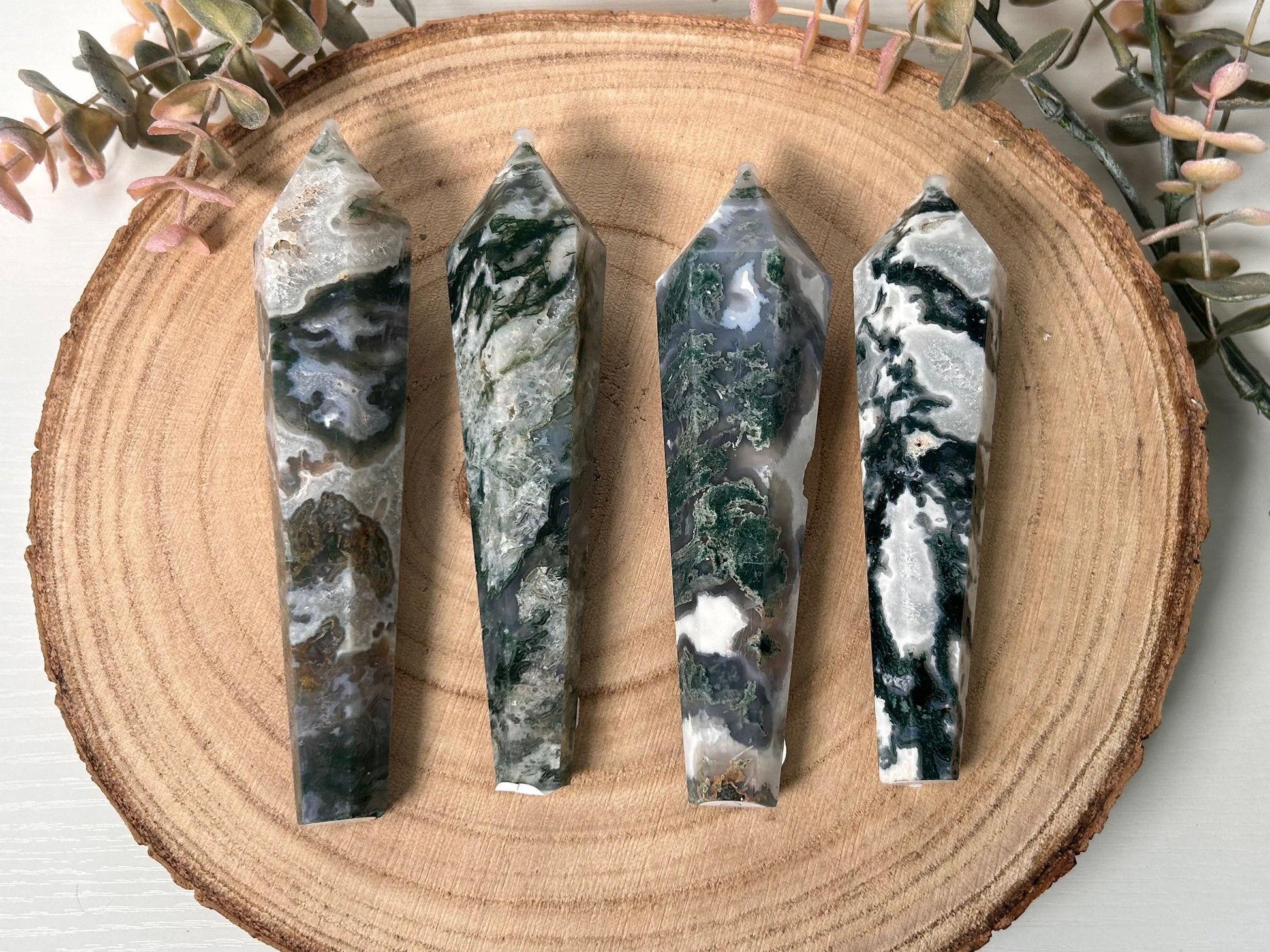 Beautiful High Quality Druzy Moss Agate Quartz Wand | Crystal Spector | Colorful Moss Agate | Crystal Gifts | Natural Healing Crystals-Wands, Cupcakes, DTs-Moss Agate, Quartz