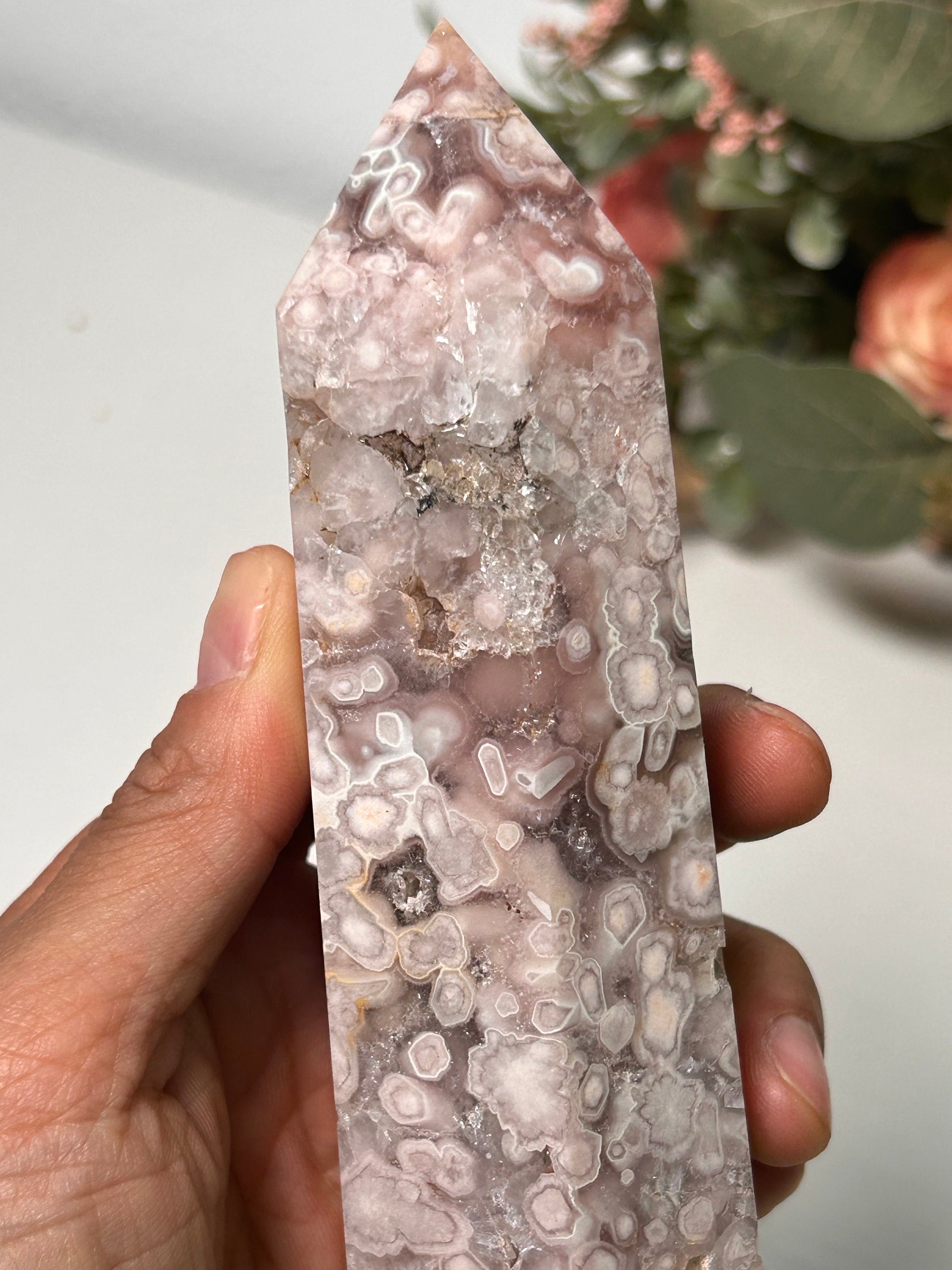 Gorgeous Druzy Pink Amethyst Flower Agate Tower | Purple Amethyst Flower Agate | Flower Agate Tower | Crystal Gift | Natural Healing Crystal