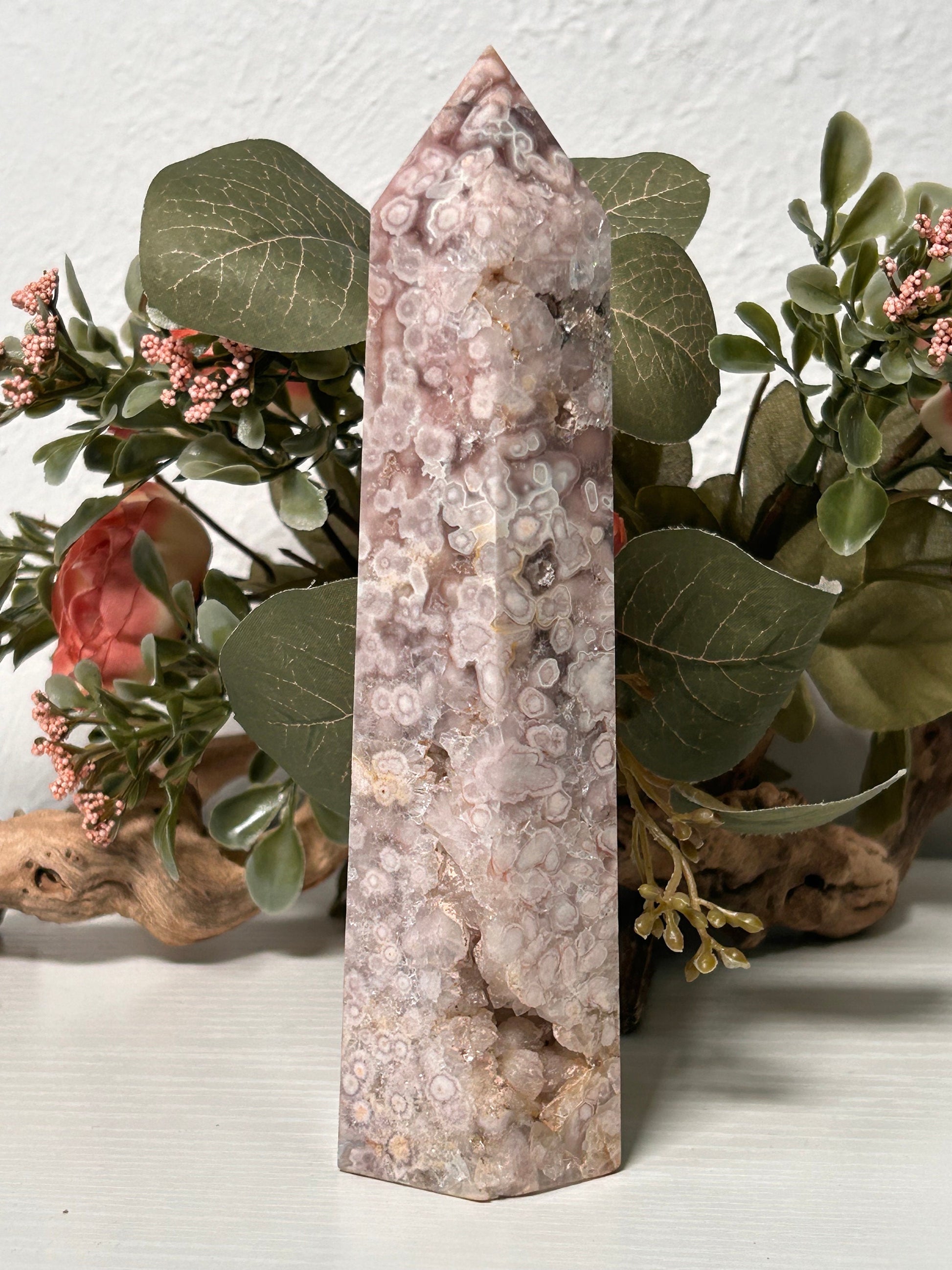 Gorgeous Druzy Pink Amethyst Flower Agate Tower | Purple Amethyst Flower Agate | Flower Agate Tower | Crystal Gift | Natural Healing Crystal