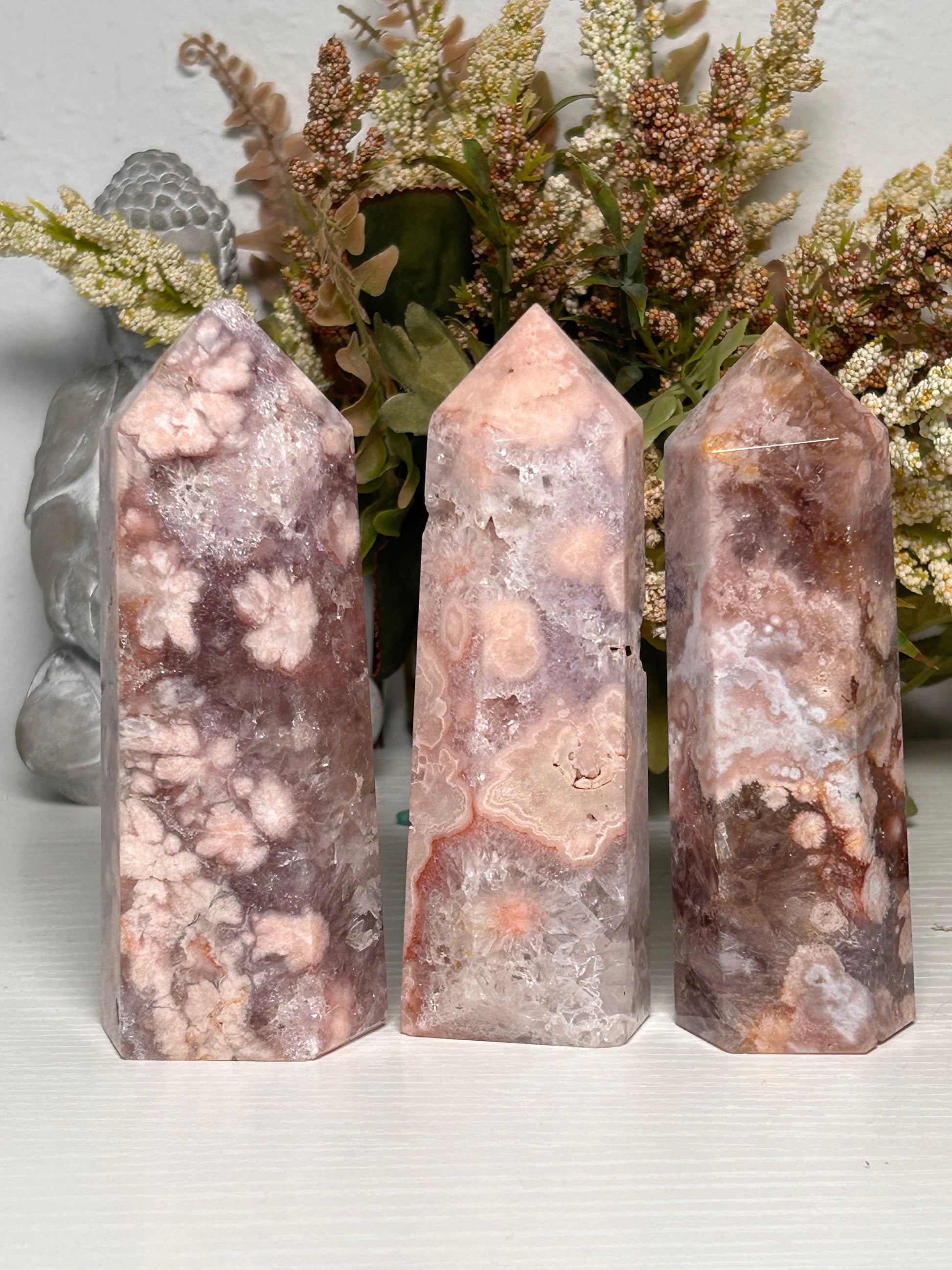 Stunning Druzy Pink Amethyst Flower Agate Towers | Flower Agate Tower | Purple Amethyst Flower Agate | Sakura Agate | Crystal Gifts