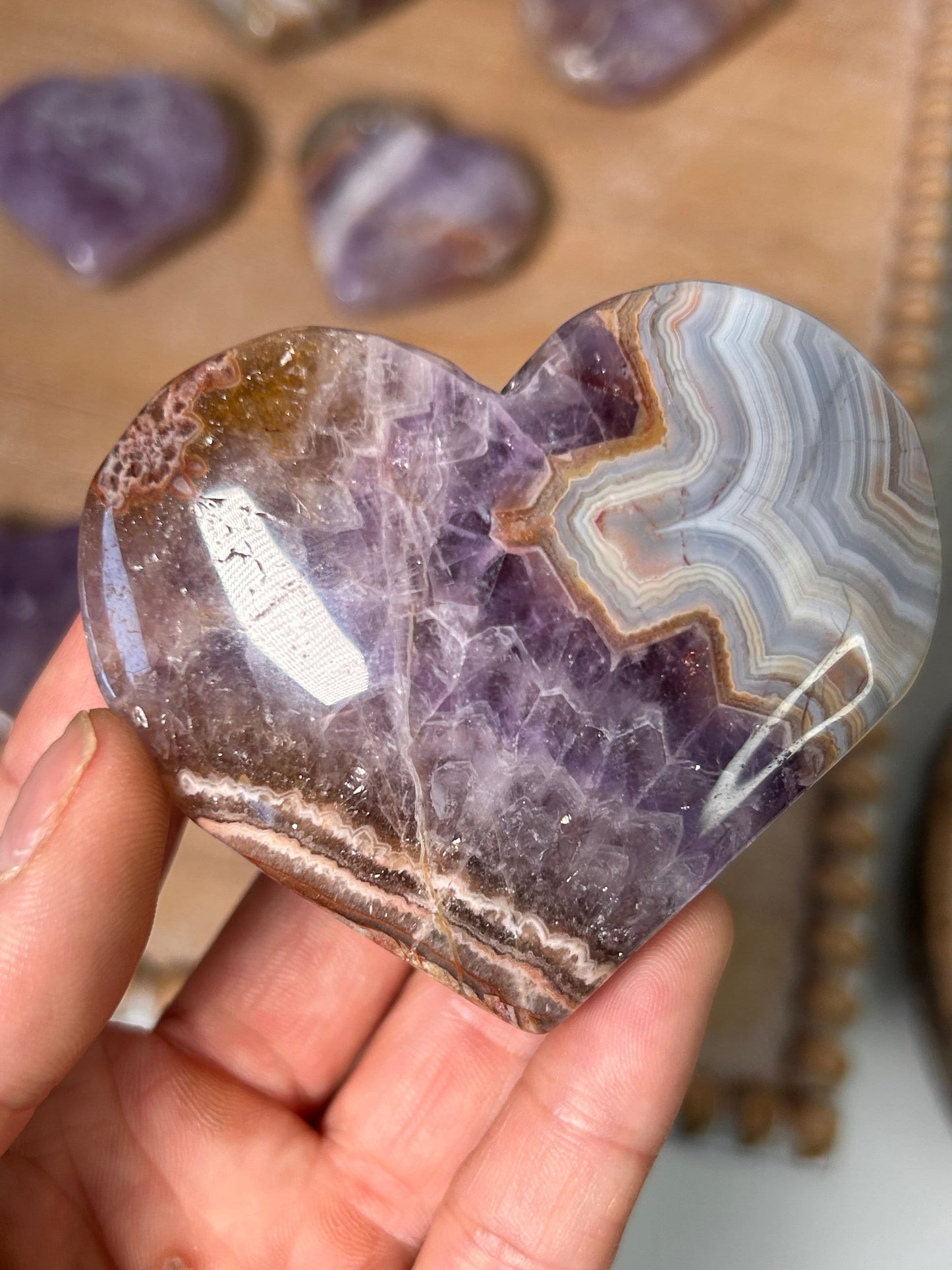 Vibrant Amethyst Mexican Crazy Lace Agate Crystal Heart