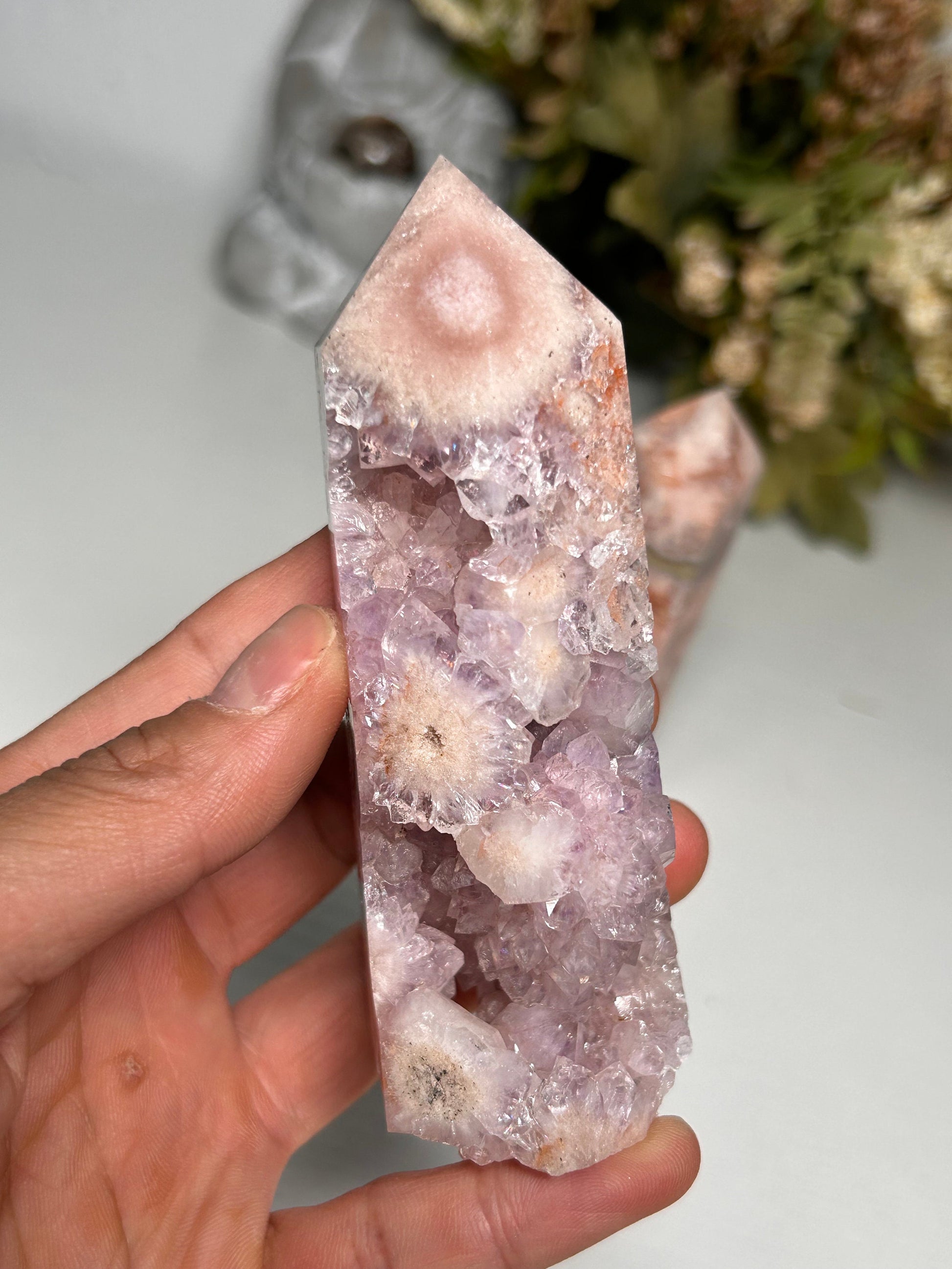 Stunning Druzy Pink Amethyst Flower Agate Towers | Flower Agate Tower | Purple Amethyst Flower Agate | Sakura Agate | Crystal Gifts