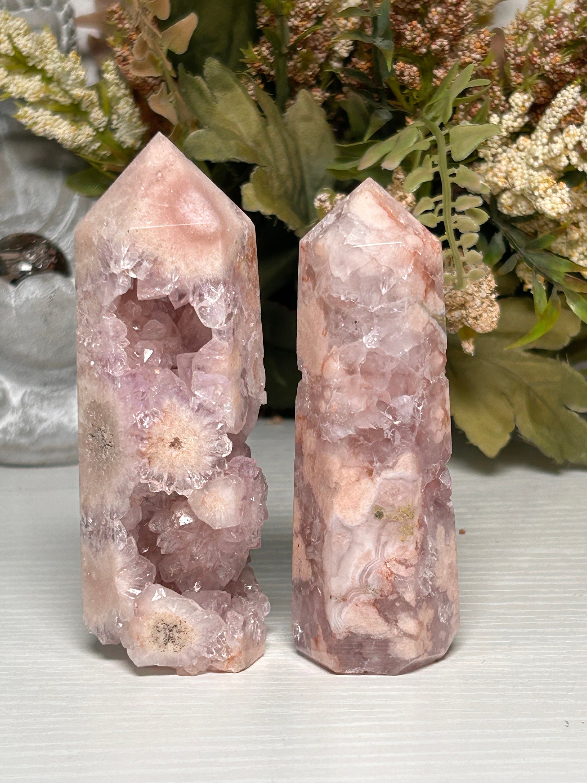 Stunning Druzy Pink Amethyst Flower Agate Towers | Flower Agate Tower | Purple Amethyst Flower Agate | Sakura Agate | Crystal Gifts