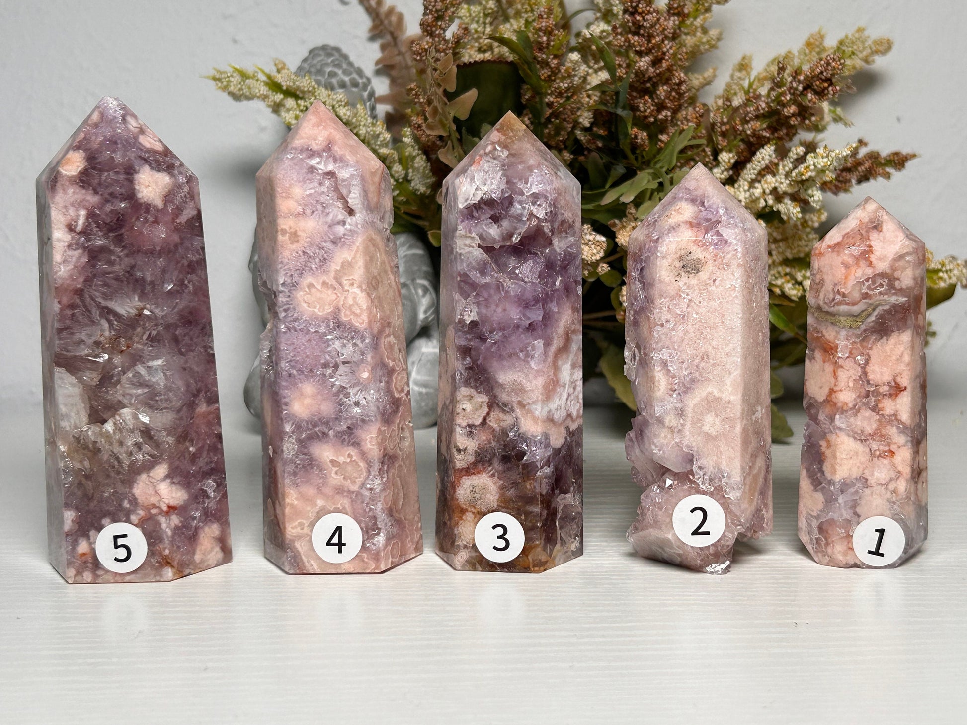 Stunning Druzy Pink Amethyst Flower Agate Towers | Flower Agate Tower | Purple Amethyst Flower Agate | Sakura Agate | Crystal Gifts