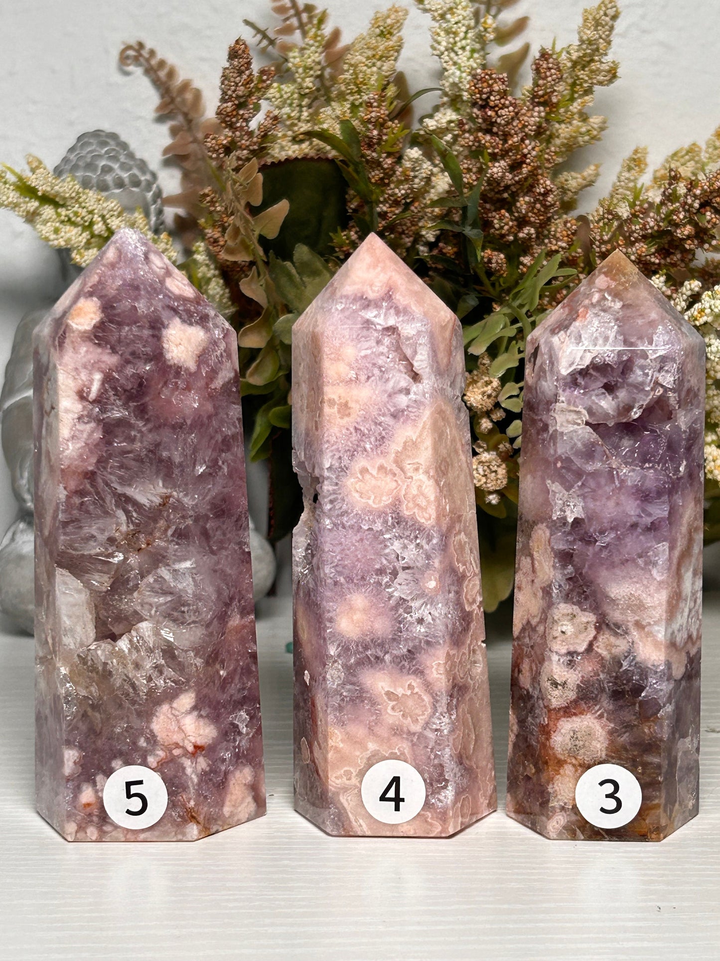 Stunning Druzy Pink Amethyst Flower Agate Towers | Flower Agate Tower | Purple Amethyst Flower Agate | Sakura Agate | Crystal Gifts