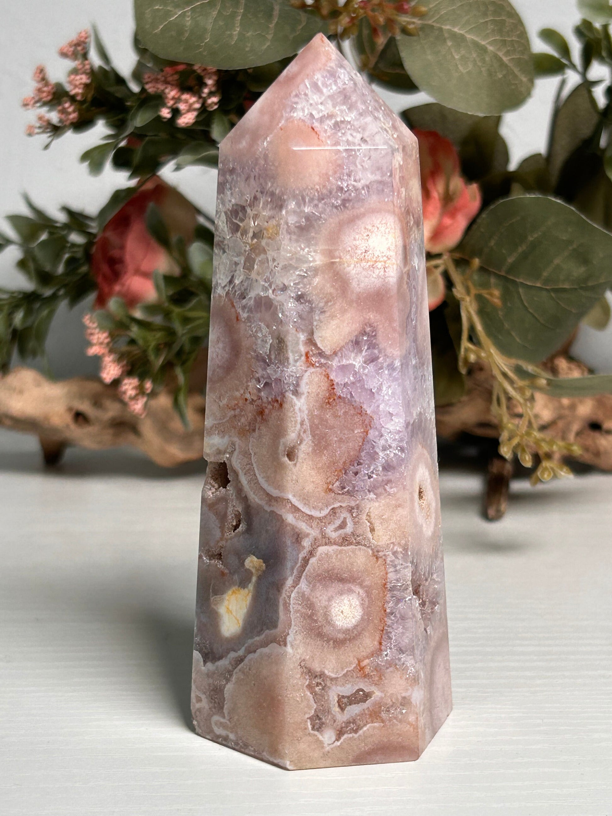 Stunning Purple Pink Amethyst Flower Agate Tower | Lavender Amethyst | Pink Amethyst | Druzy Pink Amethyst Tower | Spiritual Home Decor-Crystal Towers-Pink Amethyst, Flower Agate, Purple Amethyst