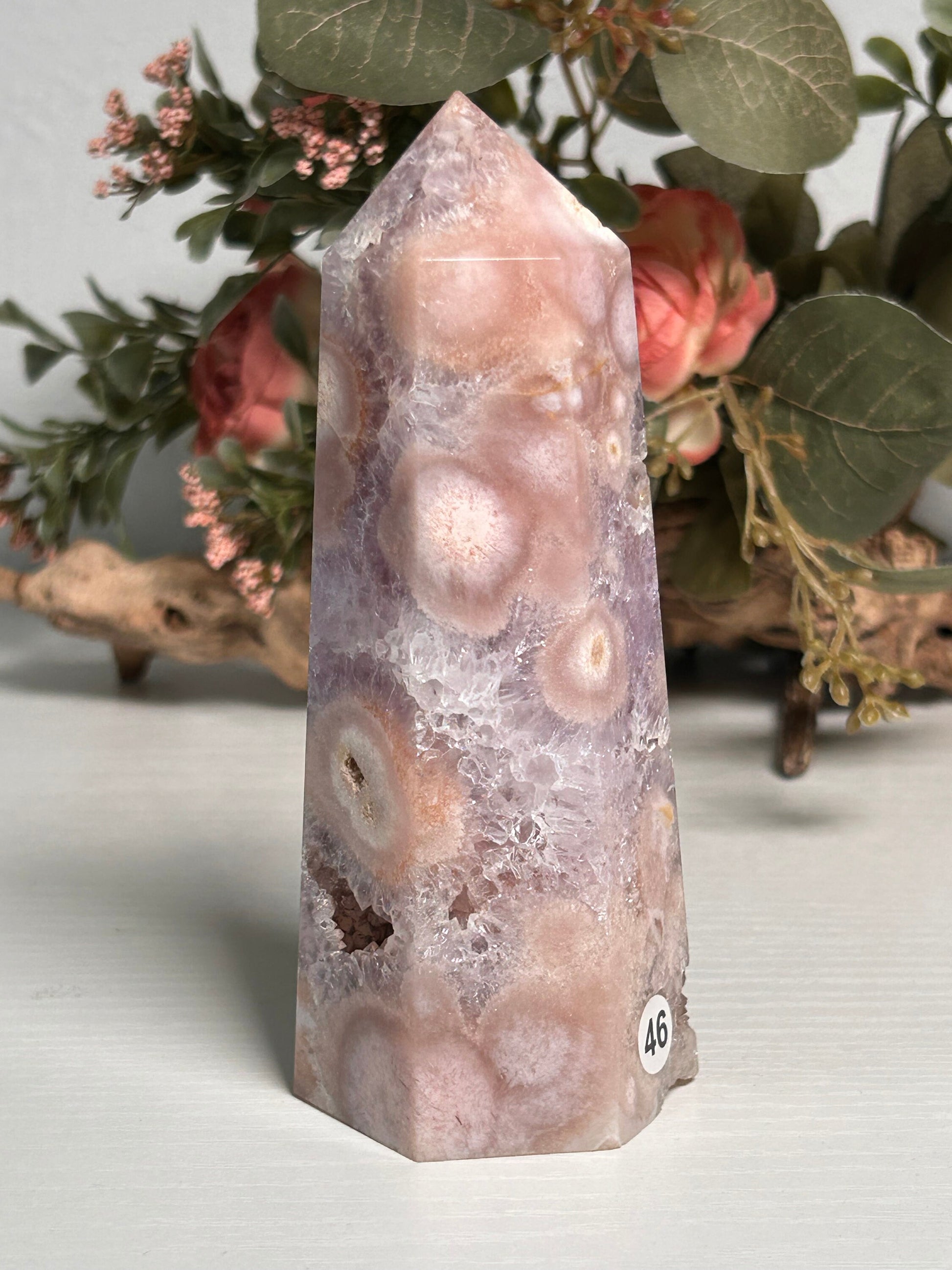 Stunning Purple Pink Amethyst Flower Agate Tower | Lavender Amethyst | Pink Amethyst | Druzy Pink Amethyst Tower | Spiritual Home Decor-Crystal Towers-Pink Amethyst, Flower Agate, Purple Amethyst