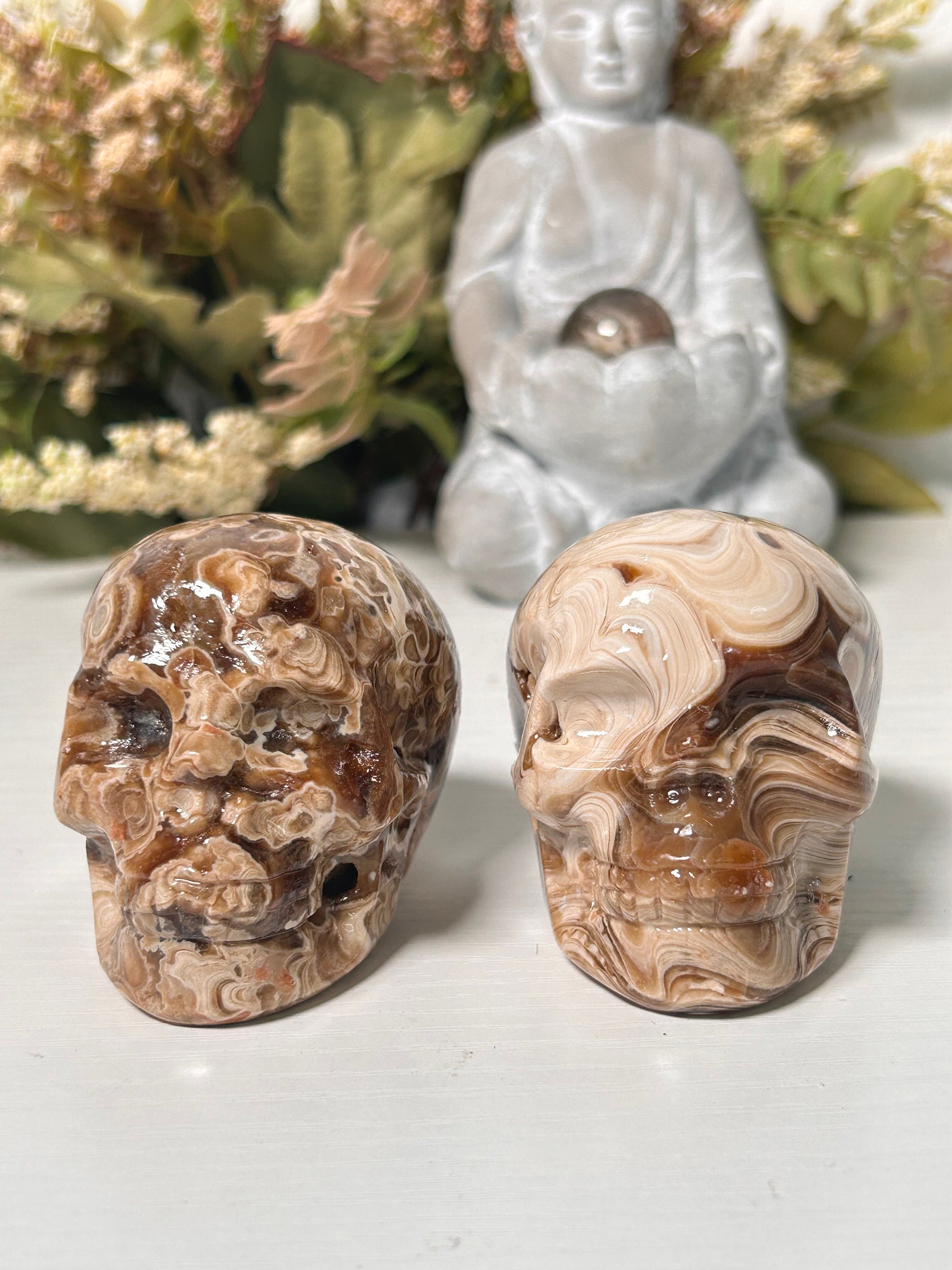 Chocolate Calcite Skull Carving | Crystal Skull Carving | Chocolate Calcite Skull Crystal | Crystal Gift | Spiritual Home Decor | Skull Art-Crystal Skulls-chocolate calcite