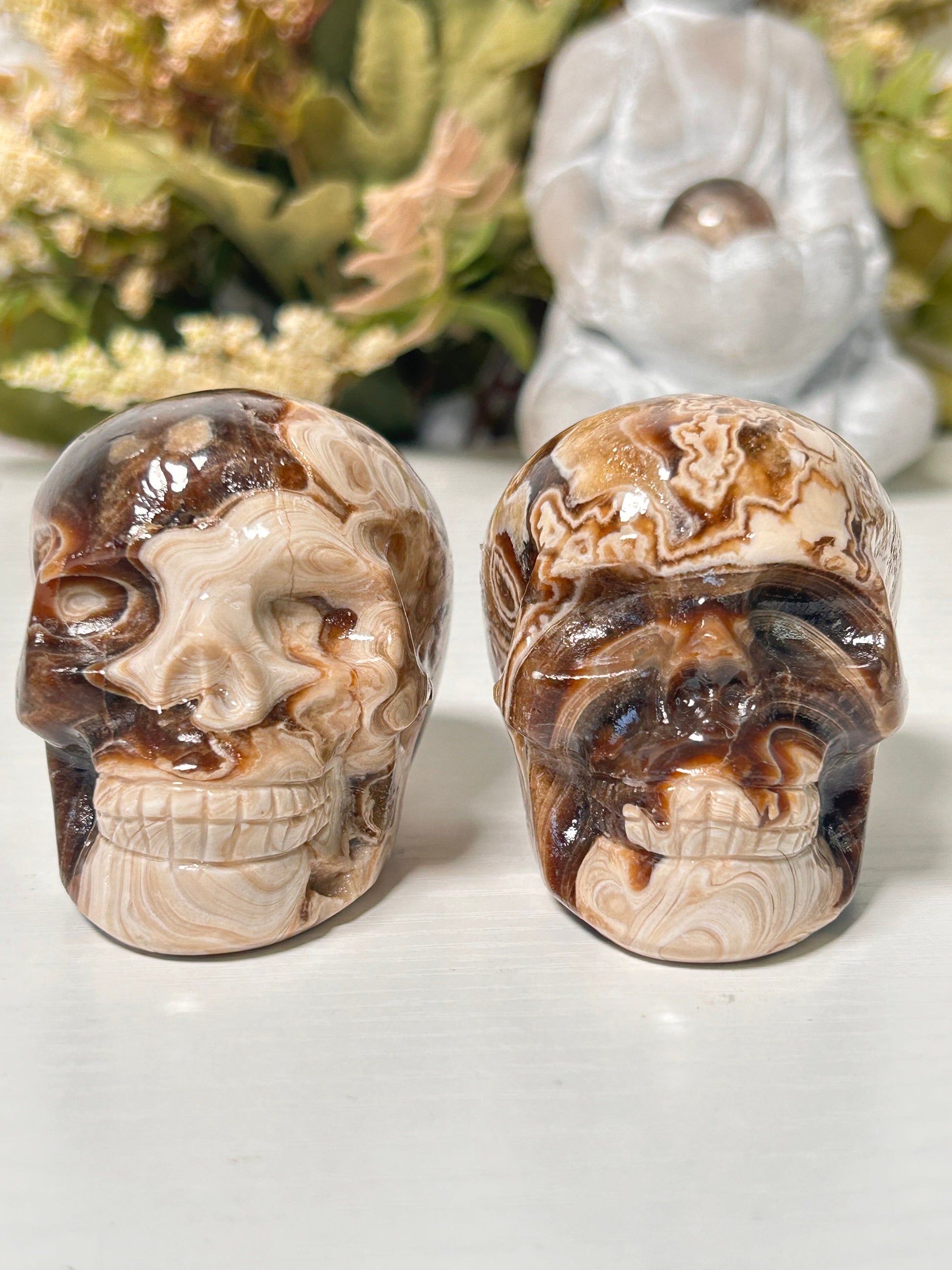 Chocolate Calcite Skull Carving | Crystal Skull Carving | Chocolate Calcite Skull Crystal | Crystal Gift | Spiritual Home Decor | Skull Art-Crystal Skulls-chocolate calcite