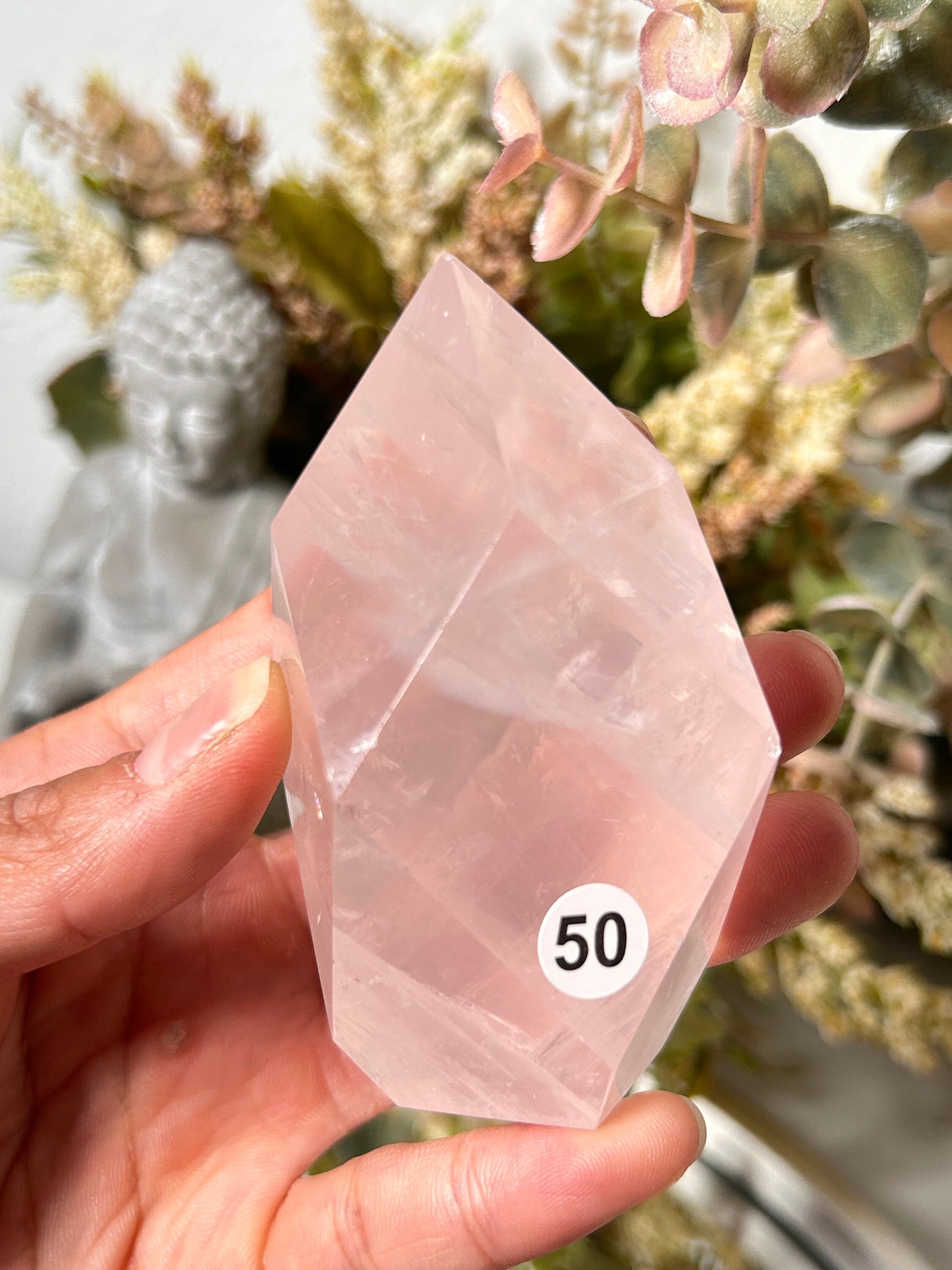 High Quality Rose Quartz Faceted Flame Filled with Rainbows | Madagascar | Large Rose Quartz Tower Point Obelisk | Crystal Gift | Home Decor-Crystal Flames-Rose Quartz