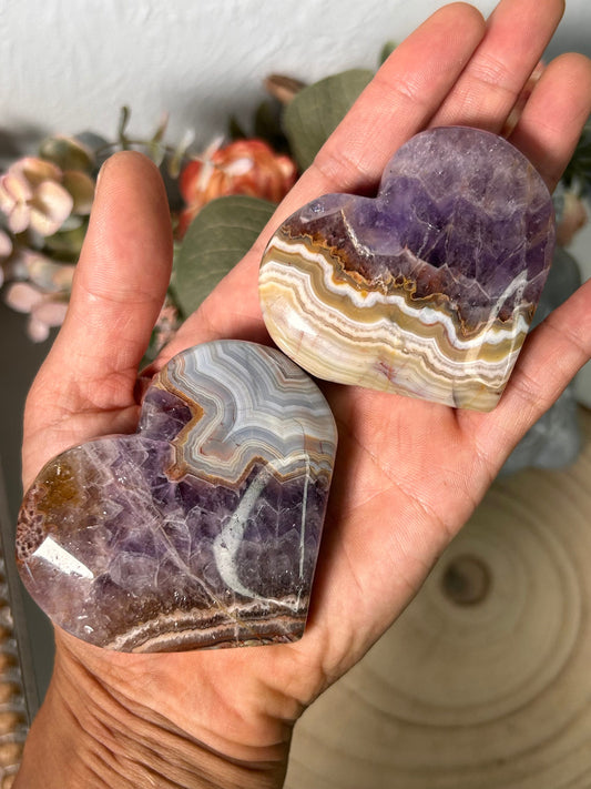 Vibrant Amethyst Mexican Crazy Lace Agate Crystal Heart