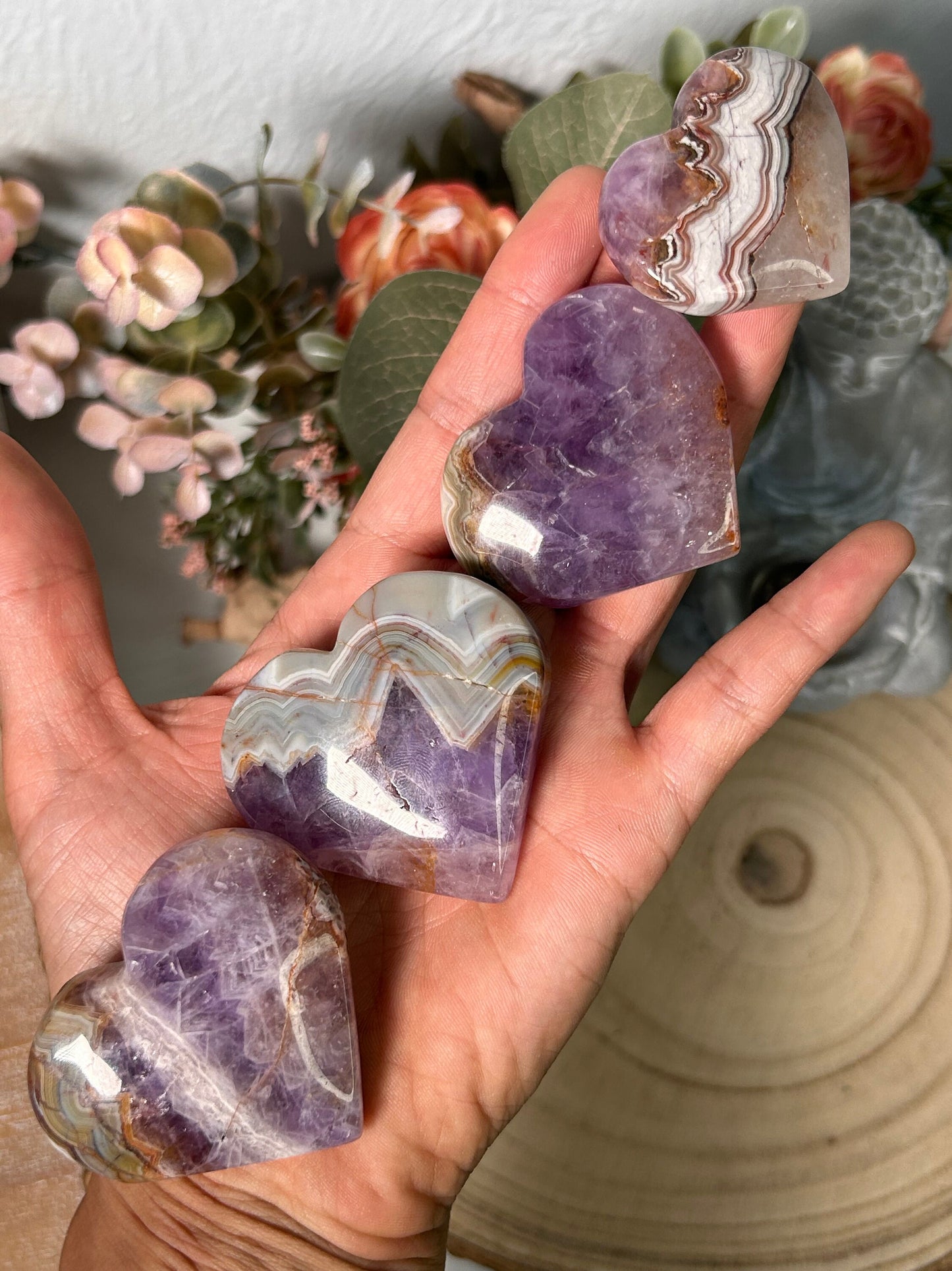 Vibrant Amethyst Mexican Crazy Lace Agate Crystal Heart