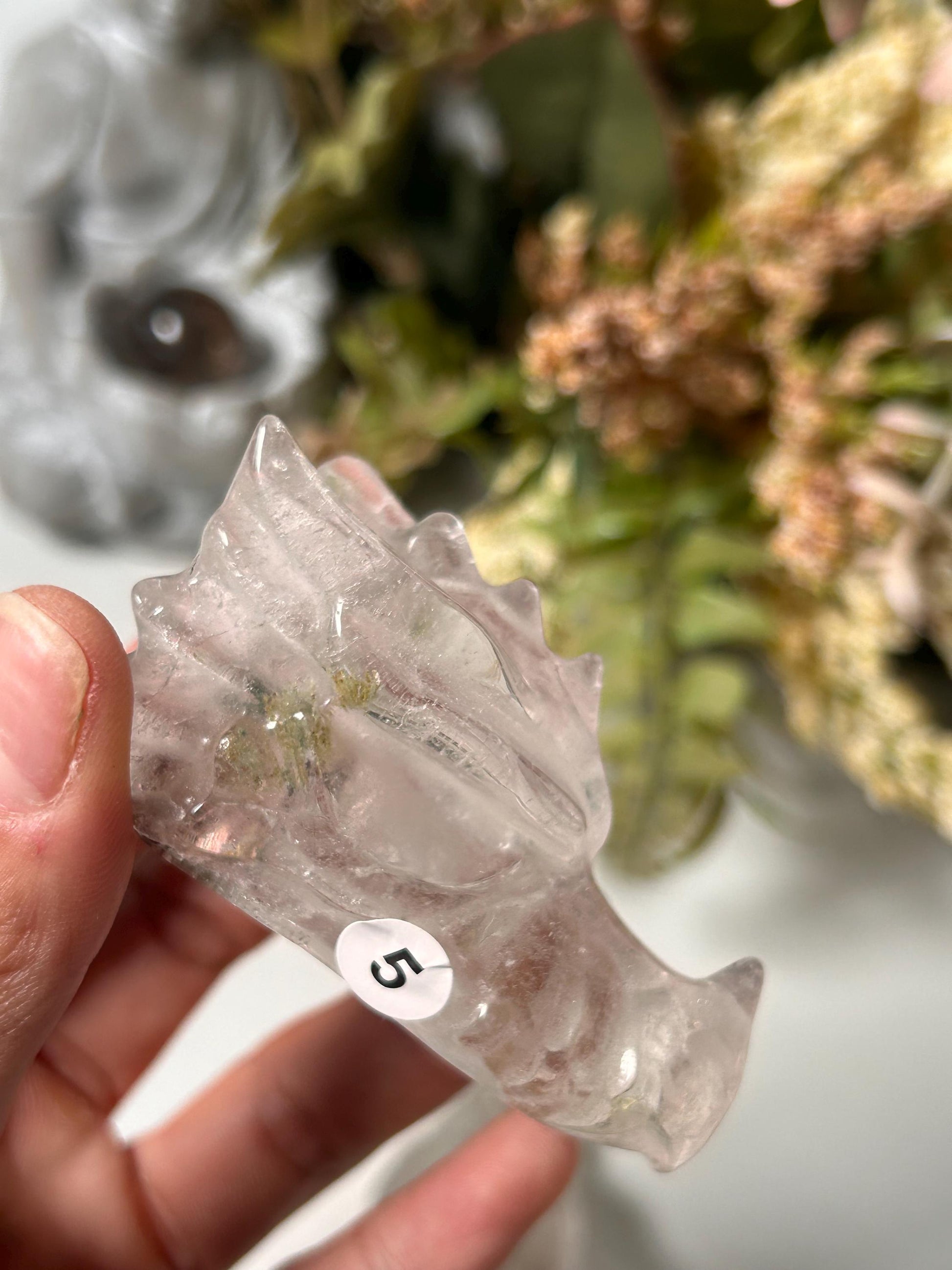 Crystal Dragon Skulls in Smokey Quartz, Clear Quartz & Garden Quartz | Dragon Heads | Crystal Skull | Skull Art | Home Decor | Crystal Gift-Crystal Skulls-Clear quartz, smokey quartz, garden quartz