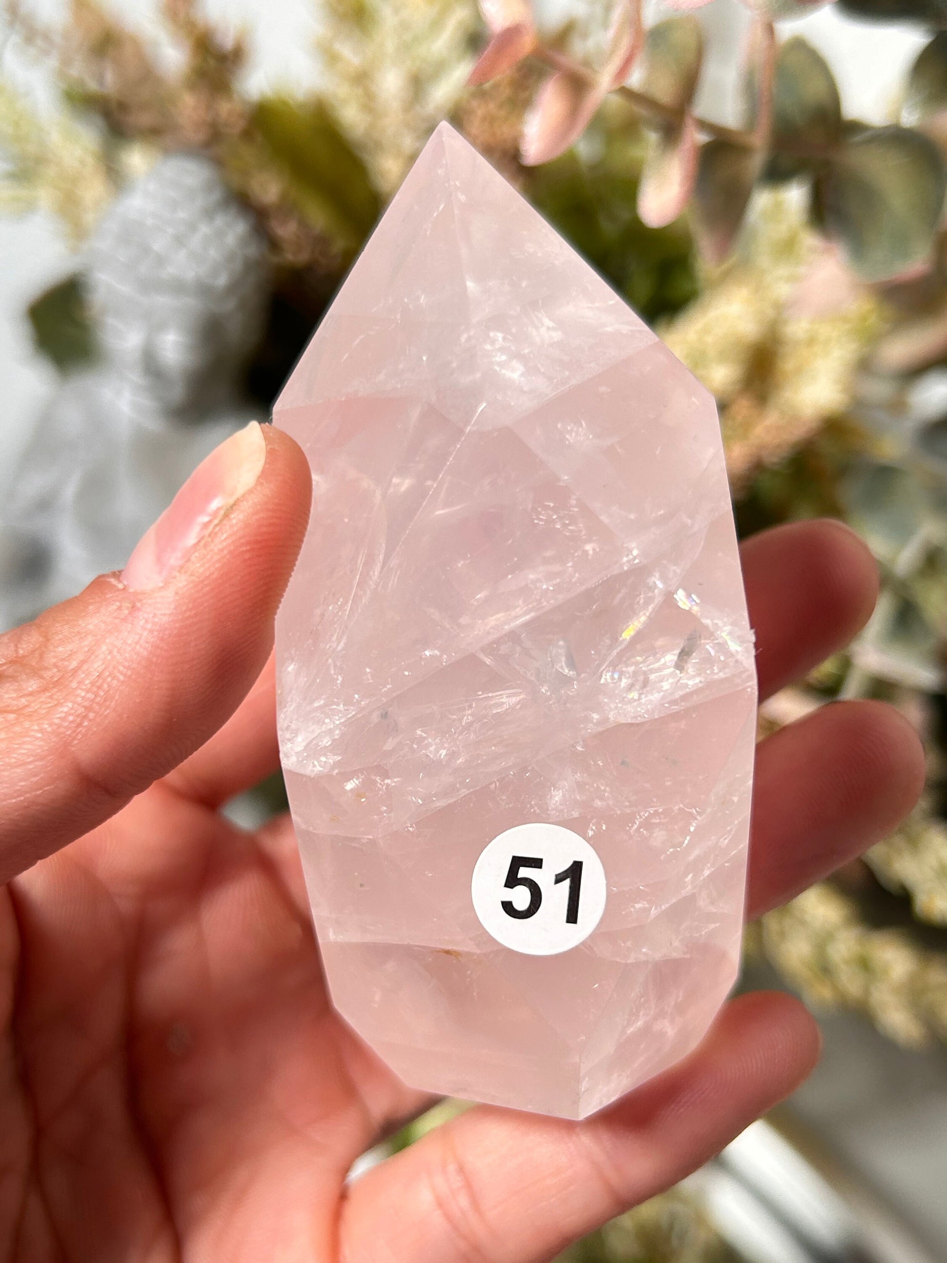 High Quality Rose Quartz Faceted Flame Filled with Rainbows | Madagascar | Large Rose Quartz Tower Point Obelisk | Crystal Gift | Home Decor-Crystal Flames-Rose Quartz