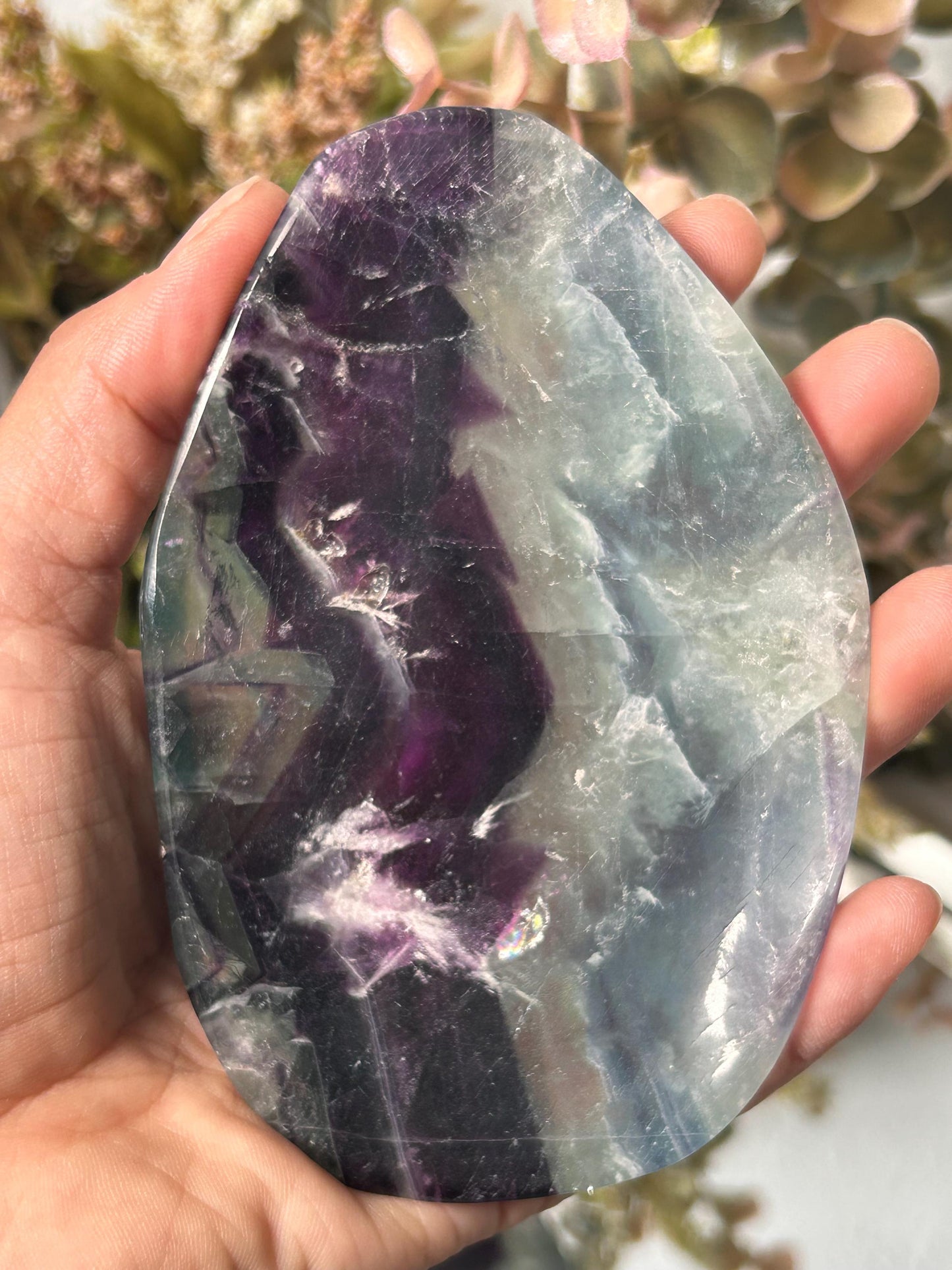 Rainbow Fluorite Polished Bowl | Fluorite Bowl | Round Bowl | Rainbow Fluorite | Charging Bowl | Crystal Bowl | Jewelry Dish | Home Decor-Bowls, Mini Dishes-rainbow fluorite