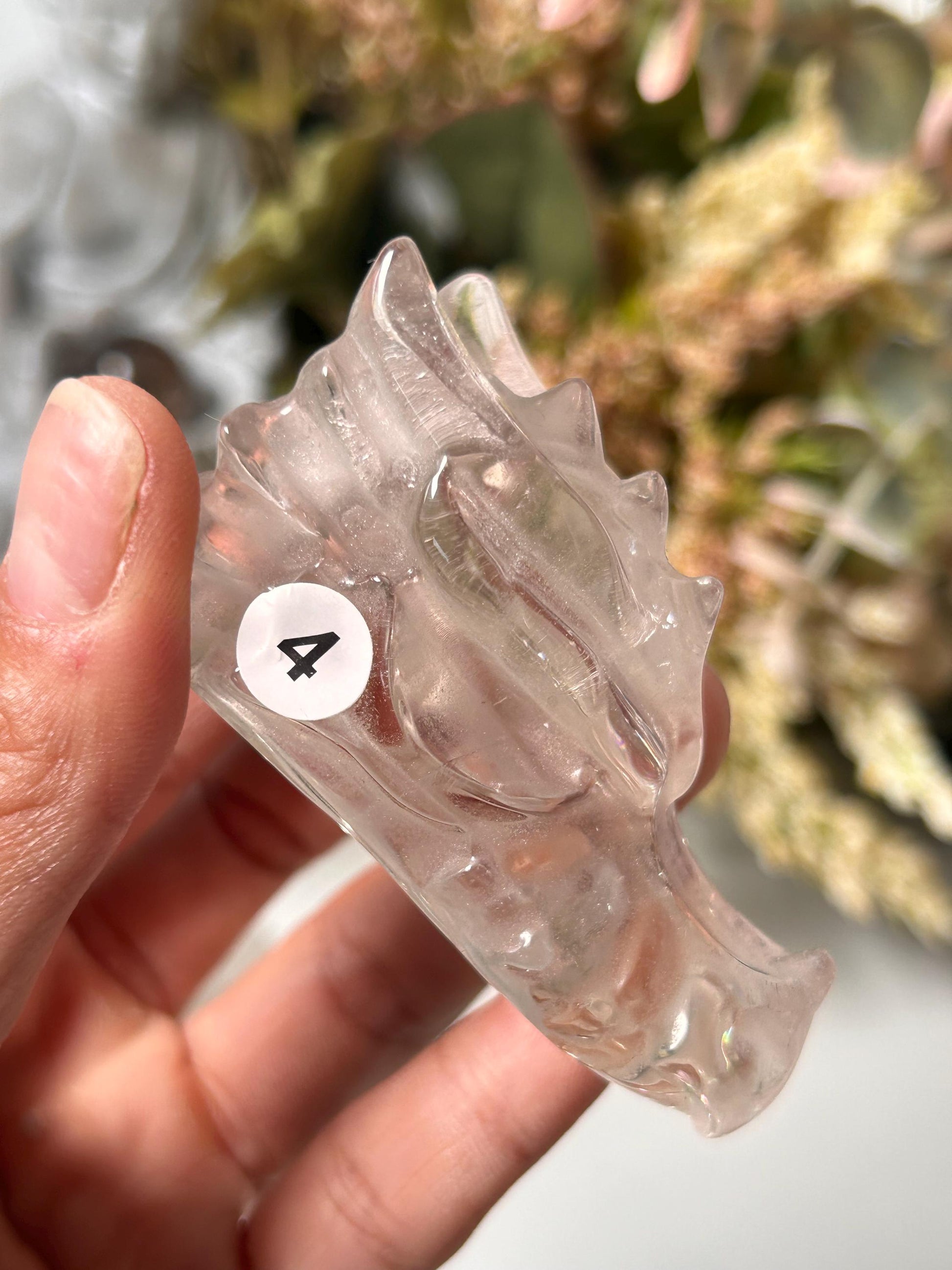 Crystal Dragon Skulls in Smokey Quartz, Clear Quartz & Garden Quartz | Dragon Heads | Crystal Skull | Skull Art | Home Decor | Crystal Gift-Crystal Skulls-Clear quartz, smokey quartz, garden quartz