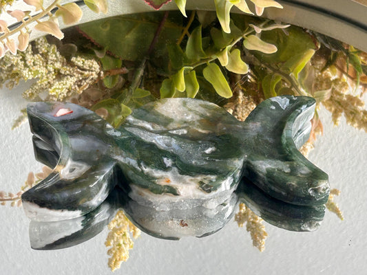 Moss Agate Moon Phase Bowl | Moss Agate Dish | Crystal Bowl | Healing Crystal | Druzy Colorful Moss Agate | Crystal Gift | Home Decor-Bowls, Mini Dishes-moss agate