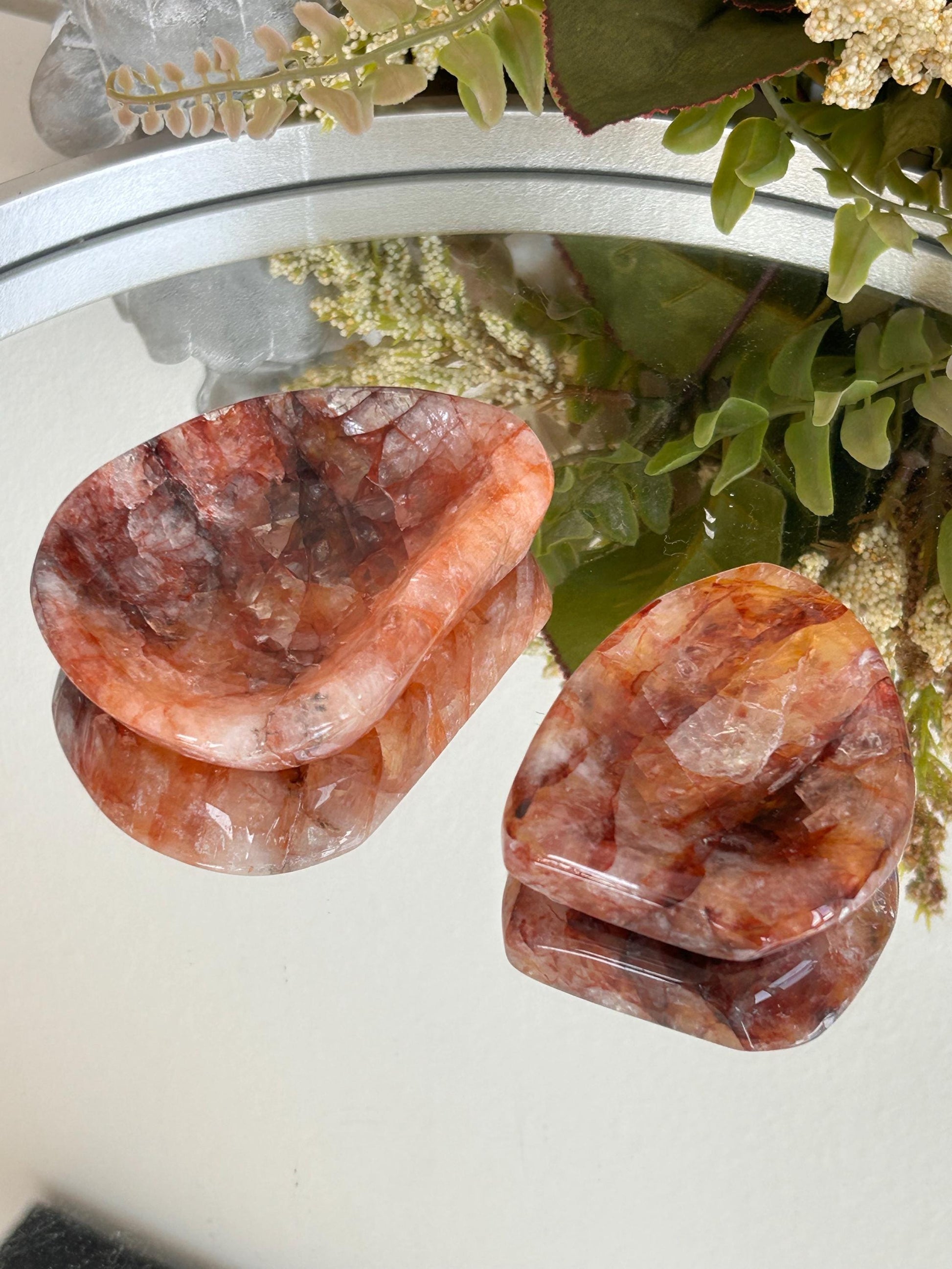 High Quality Fire Quartz Ring Dish | Crystal Bowl | Red Hematoid | Healing Crystal | Meditation | Reiki Crystals | Home Decor | Crystal Gift-Bowls, Mini Dishes-Red Hematoid Quartz, Fire Quartz