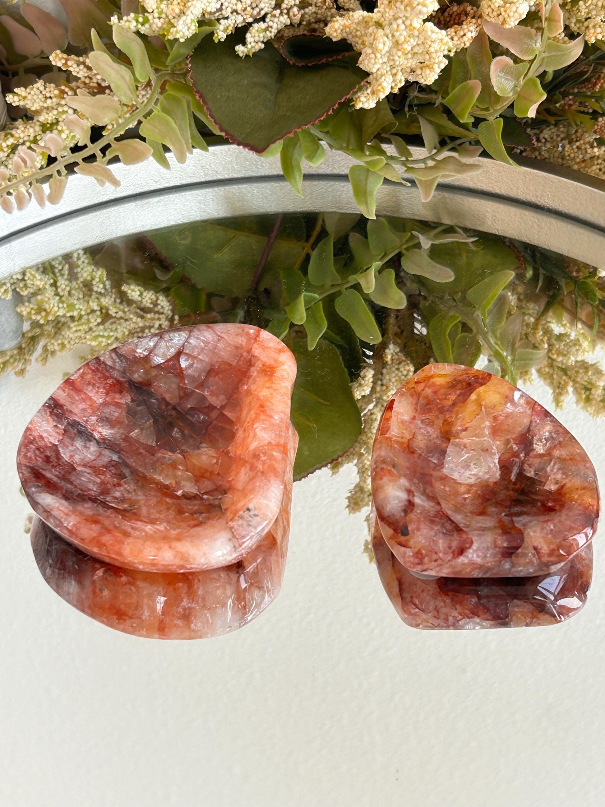 High Quality Fire Quartz Ring Dish | Crystal Bowl | Red Hematoid | Healing Crystal | Meditation | Reiki Crystals | Home Decor | Crystal Gift-Bowls, Mini Dishes-Red Hematoid Quartz, Fire Quartz