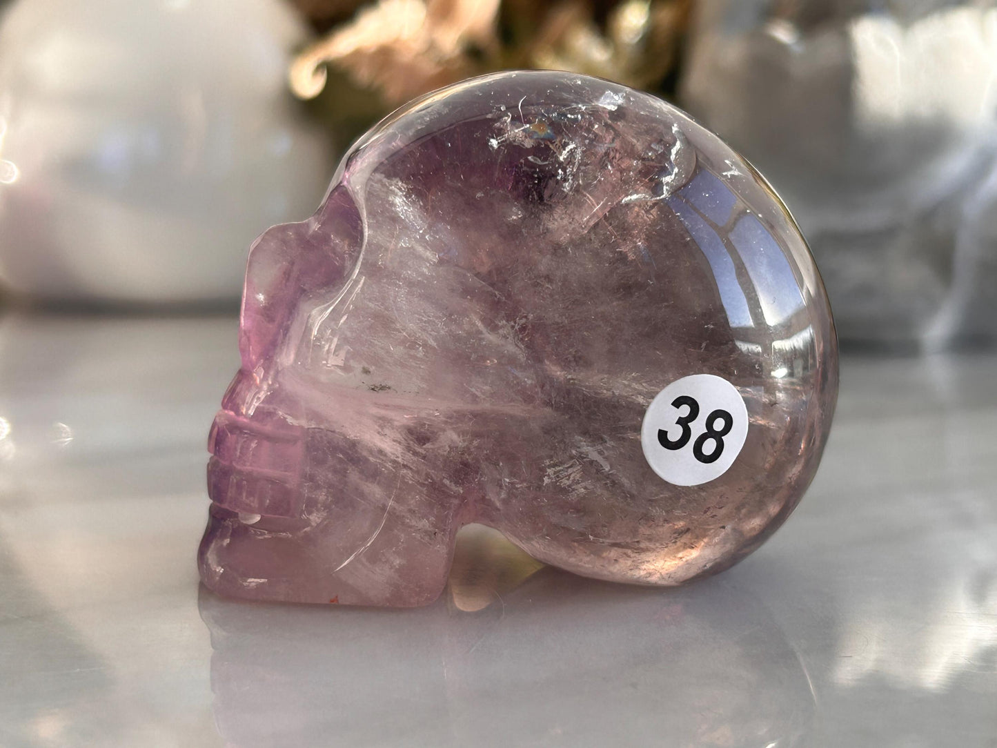 AAA Quality Phantom Amethyst Skull w\ Rainbows | Amethyst from Bahia, Brazil | Amethyst Skull | Crystal Skull | Crystal Gift | Home Decor