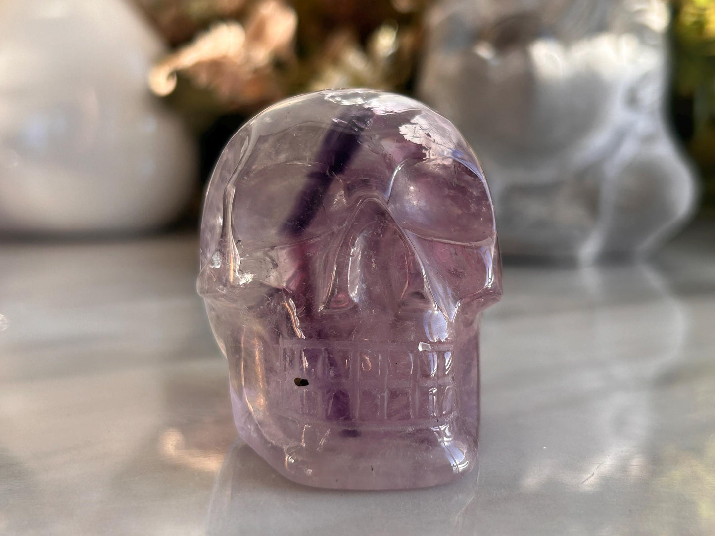 AAA Quality Phantom Amethyst Skull w\ Rainbows | Amethyst from Bahia, Brazil | Amethyst Skull | Crystal Skull | Crystal Gift | Home Decor-Crystal Skulls-Phantom amethyst