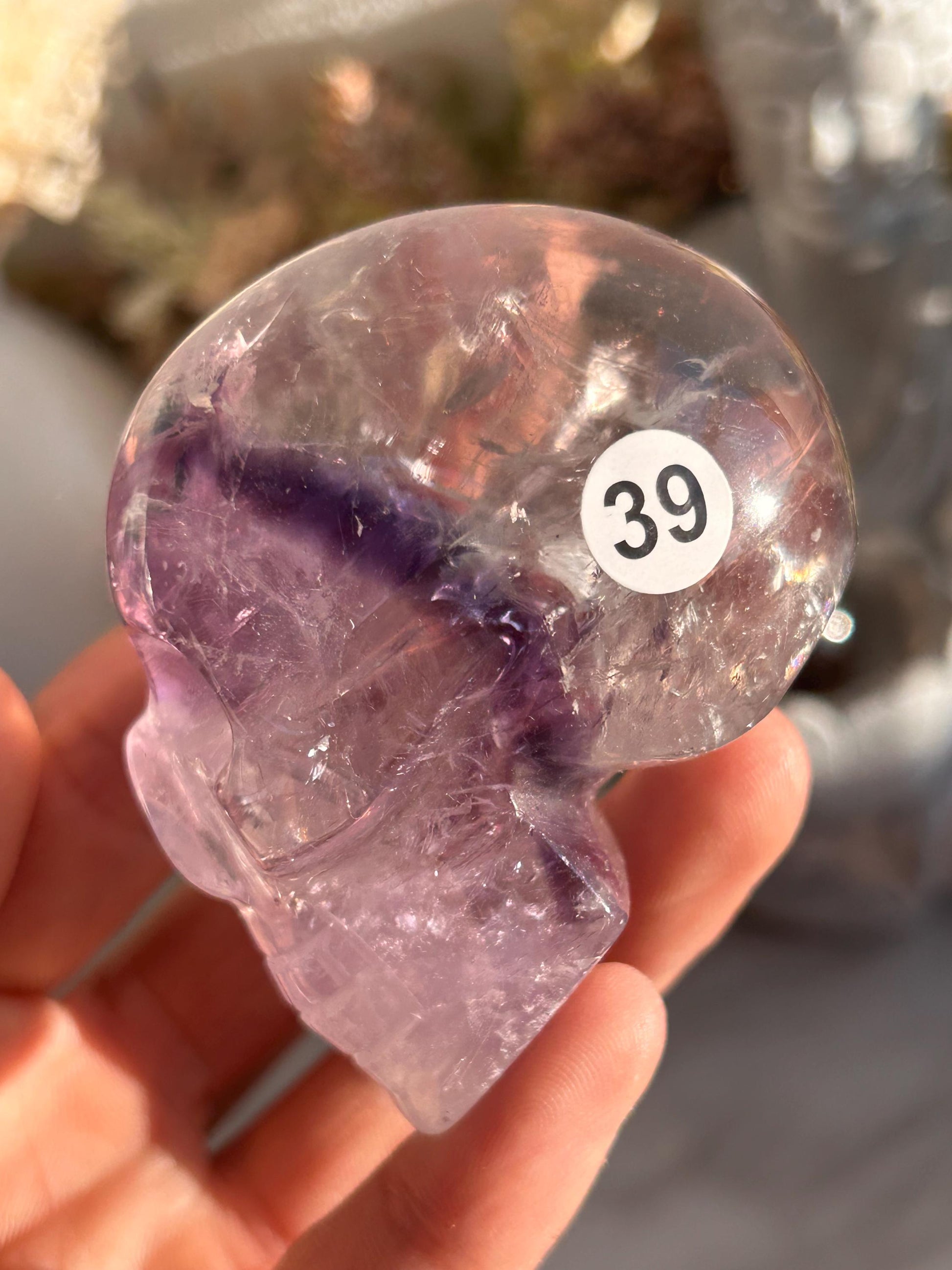 AAA Quality Phantom Amethyst Skull w\ Rainbows | Amethyst from Bahia, Brazil | Amethyst Skull | Crystal Skull | Crystal Gift | Home Decor-Crystal Skulls-Phantom amethyst