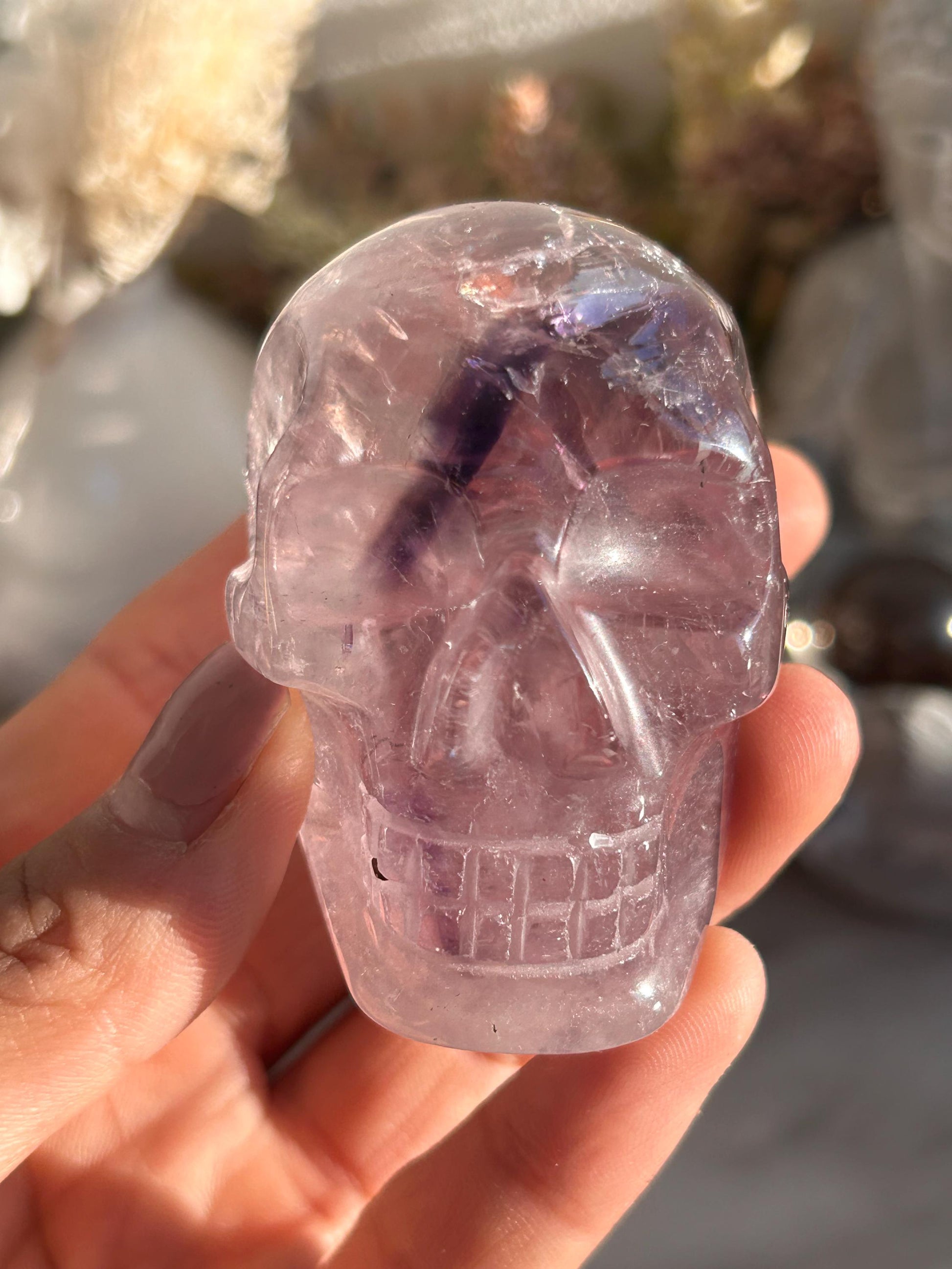 AAA Quality Phantom Amethyst Skull w\ Rainbows | Amethyst from Bahia, Brazil | Amethyst Skull | Crystal Skull | Crystal Gift | Home Decor-Crystal Skulls-Phantom amethyst