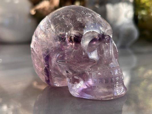 AAA Quality Phantom Amethyst Skull w\ Rainbows | Amethyst from Bahia, Brazil | Amethyst Skull | Crystal Skull | Crystal Gift | Home Decor-Crystal Skulls-Phantom amethyst