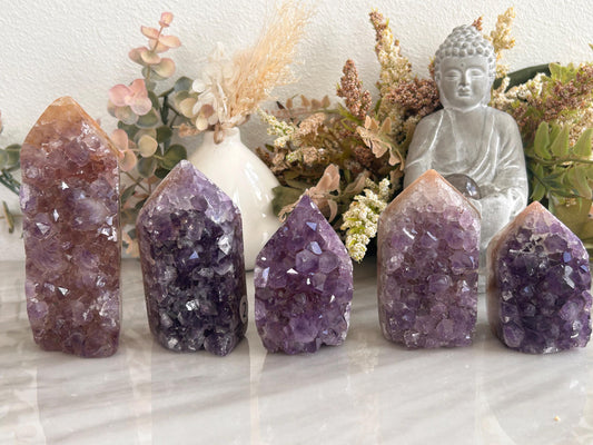 Colorful Amethyst & Quartz Geode From Uruguay With Banding | Amethyst Cluster | Amethyst Tower | Healing Crystal | Home Decor | Crystal Gift-Cluster/Geode Towers-amethyst, quartz