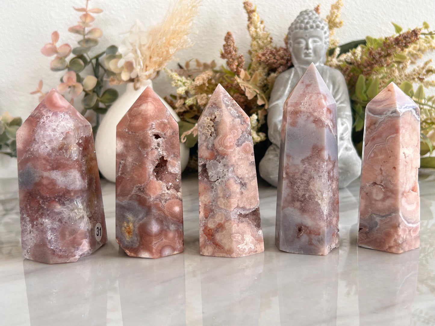 Stunning High Quality Druzy Pink Amethyst Flower Agate Tower Point Obelisk | Healing Crystals for Meditation | Crystal Gift | Home Decor-Crystal Towers-pink amethyst, flower agate