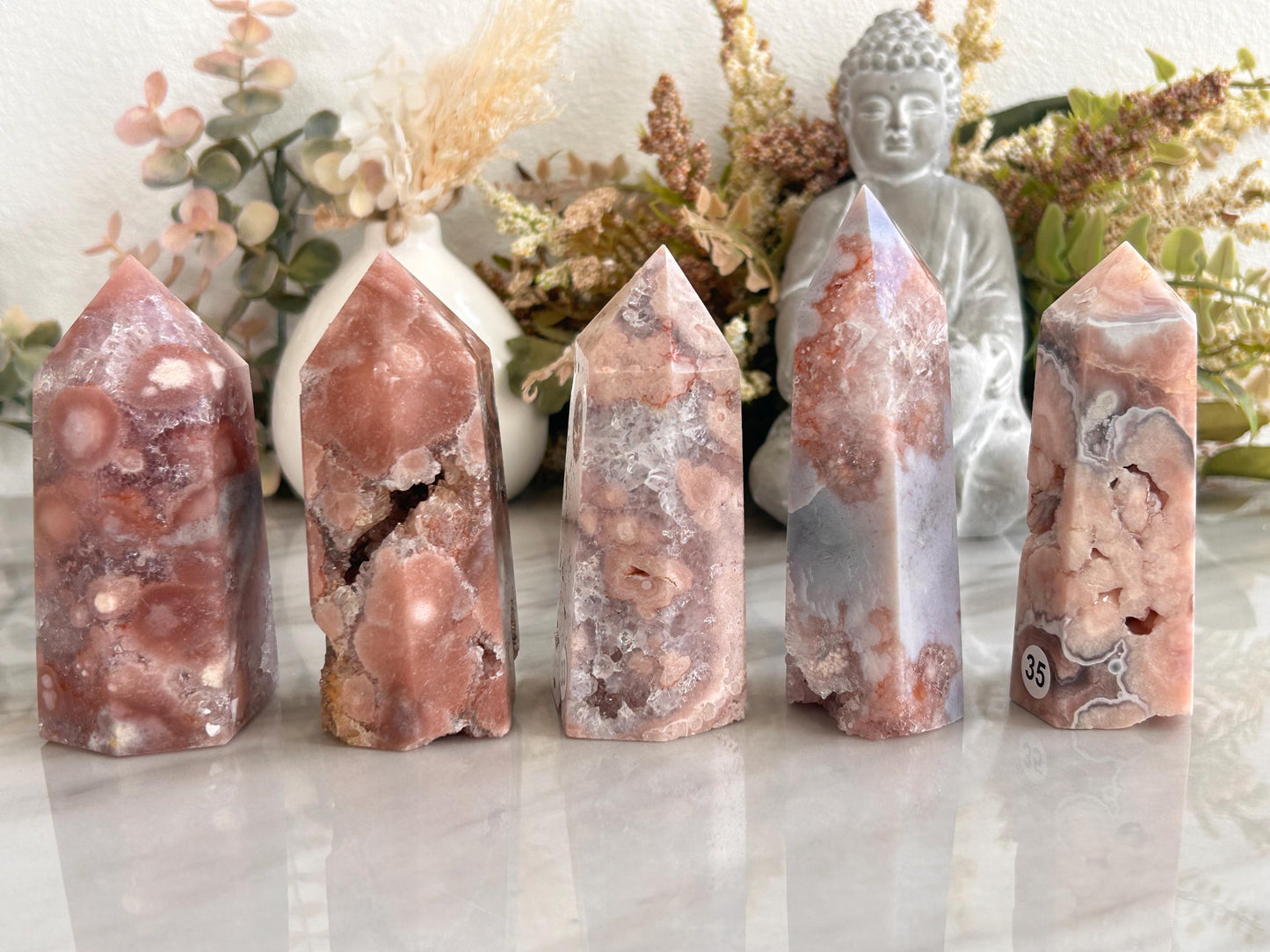 Stunning High Quality Druzy Pink Amethyst Flower Agate Tower Point Obelisk | Healing Crystals for Meditation | Crystal Gift | Home Decor-Crystal Towers-pink amethyst, flower agate