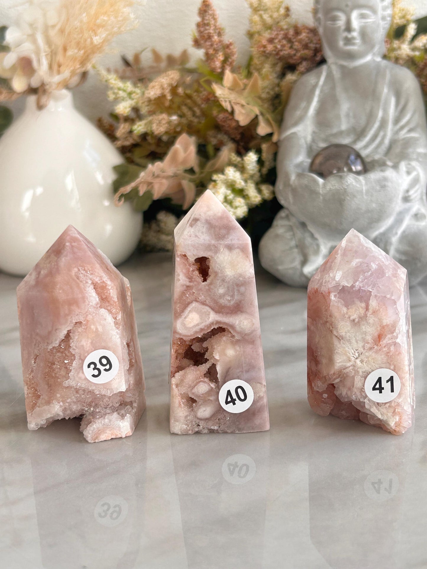 Stunning High Quality Druzy Pink Amethyst Flower Agate Tower Point Obelisk | Healing Crystals for Meditation | Crystal Gift | Home Decor-Crystal Towers-pink amethyst, flower agate