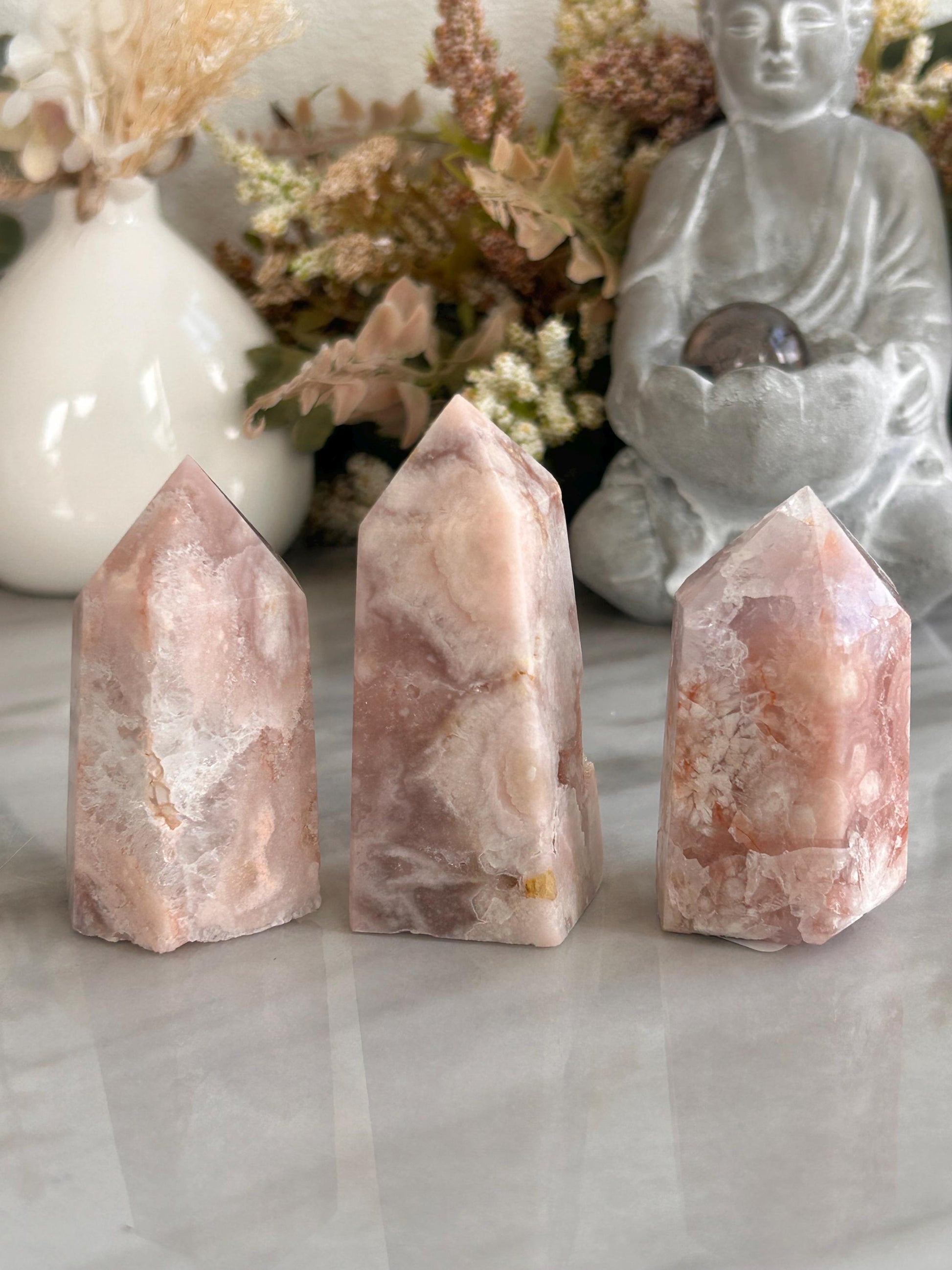 Stunning High Quality Druzy Pink Amethyst Flower Agate Tower Point Obelisk | Healing Crystals for Meditation | Crystal Gift | Home Decor-Crystal Towers-pink amethyst, flower agate