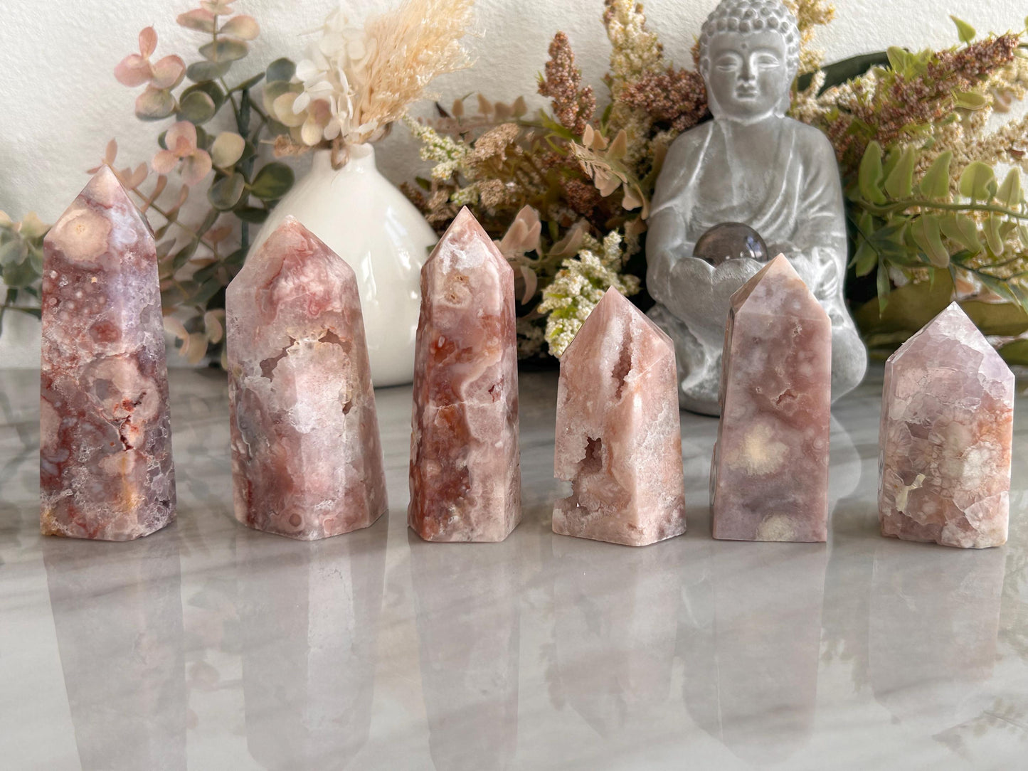 Stunning High Quality Druzy Pink Amethyst Flower Agate Tower Point Obelisk | Healing Crystals for Meditation | Crystal Gift | Home Decor-Crystal Towers-pink amethyst, flower agate