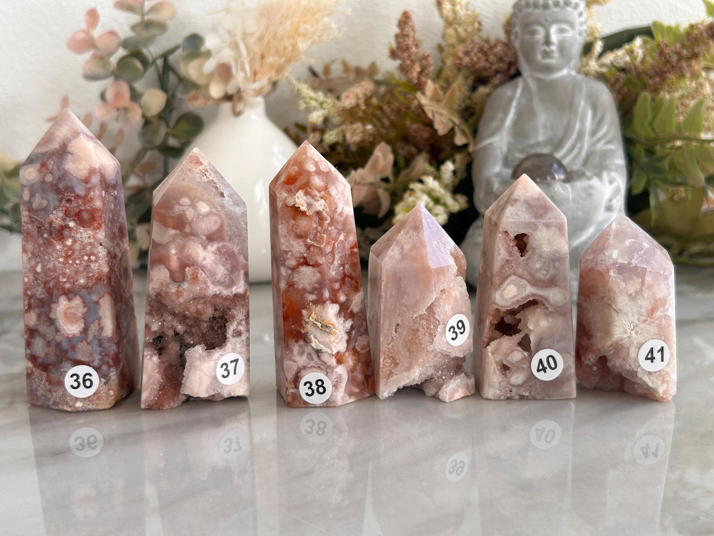 Stunning High Quality Druzy Pink Amethyst Flower Agate Tower Point Obelisk | Healing Crystals for Meditation | Crystal Gift | Home Decor-Crystal Towers-pink amethyst, flower agate