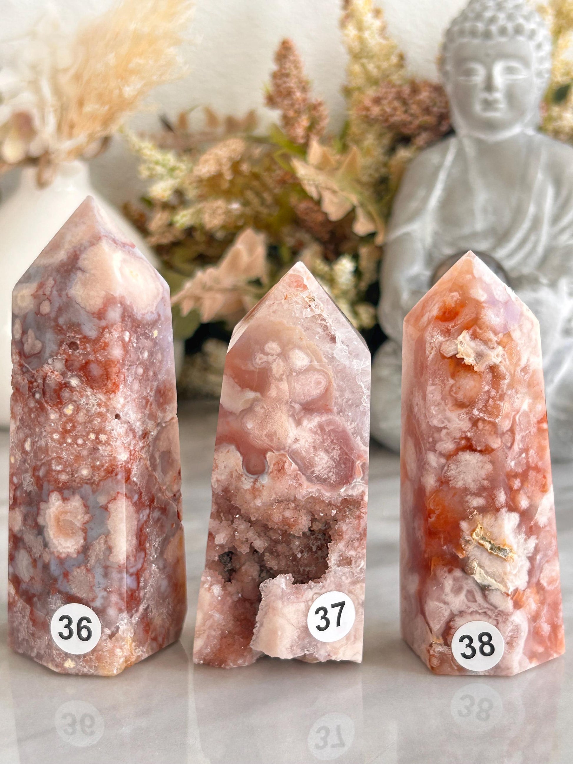 Stunning High Quality Druzy Pink Amethyst Flower Agate Tower Point Obelisk | Healing Crystals for Meditation | Crystal Gift | Home Decor-Crystal Towers-pink amethyst, flower agate