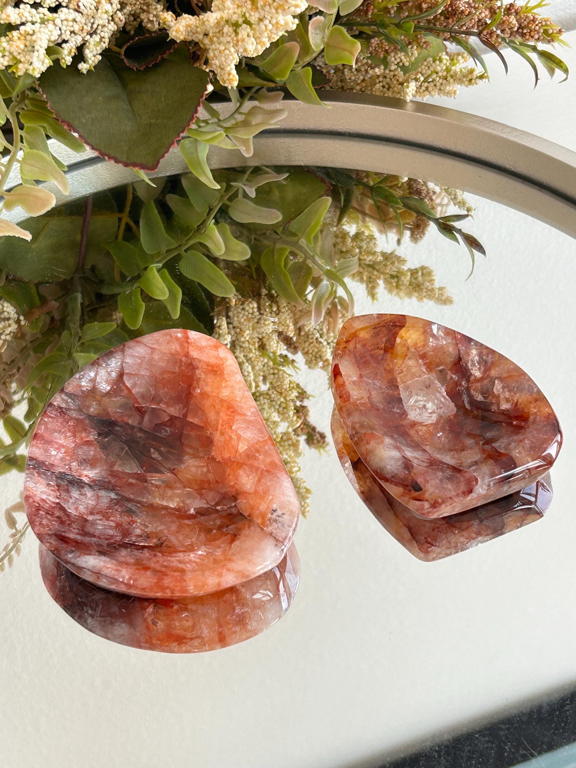 High Quality Fire Quartz Ring Dish | Crystal Bowl | Red Hematoid | Healing Crystal | Meditation | Reiki Crystals | Home Decor | Crystal Gift-Bowls, Mini Dishes-Red Hematoid Quartz, Fire Quartz