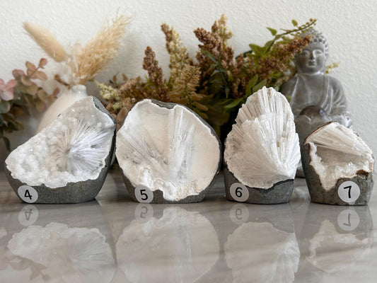 Scolecite Spray inside quartz geode | Natural Scolecite Geode | Fine Scolecite with Heulandite | Natural Crystal Healing | Crystal Gifts-Cluster/Geode Towers-scolecite, heulandite, quartz